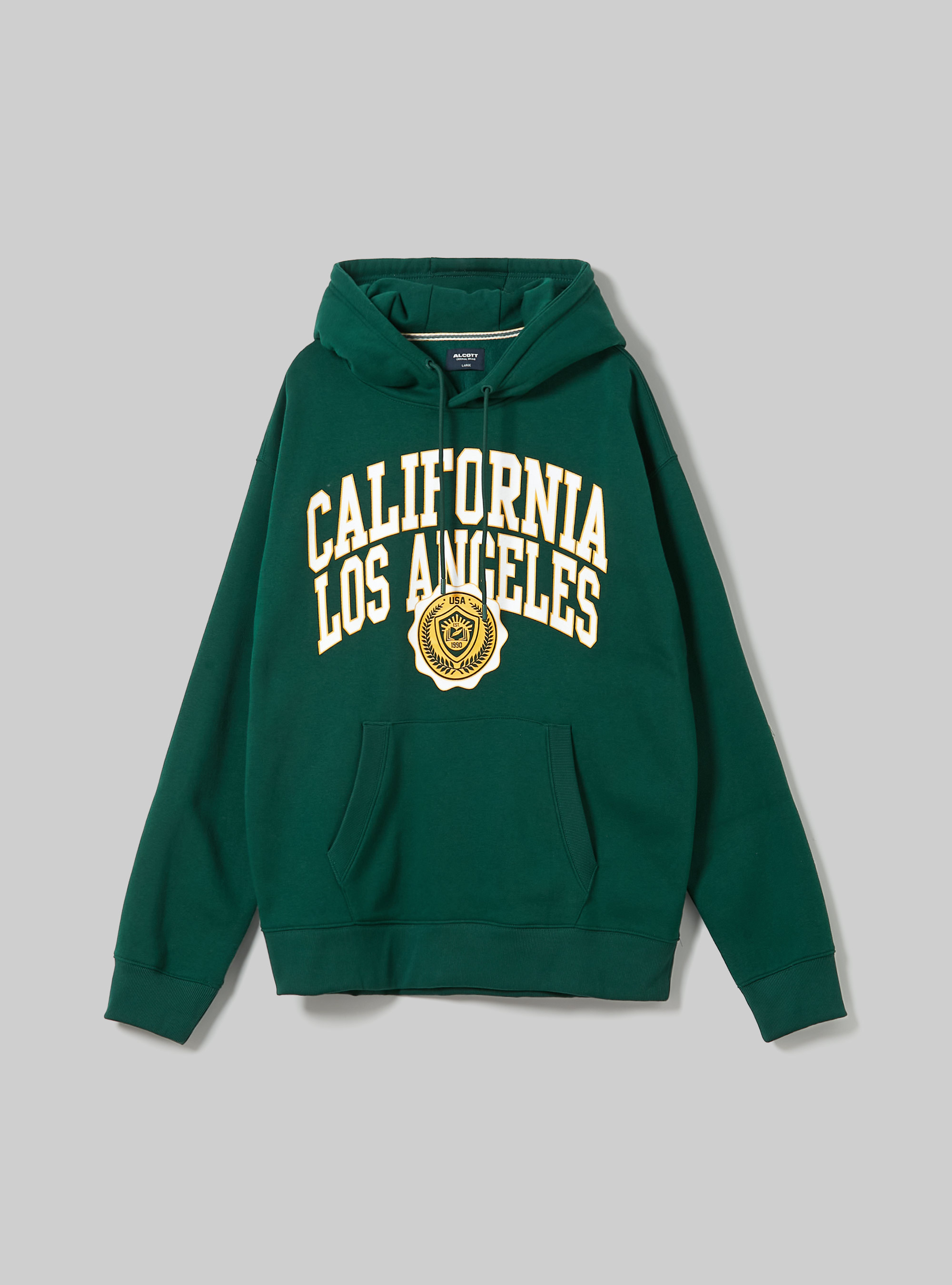 Sudadera con capucha y estampado universitario, GN1 GREEN DARK