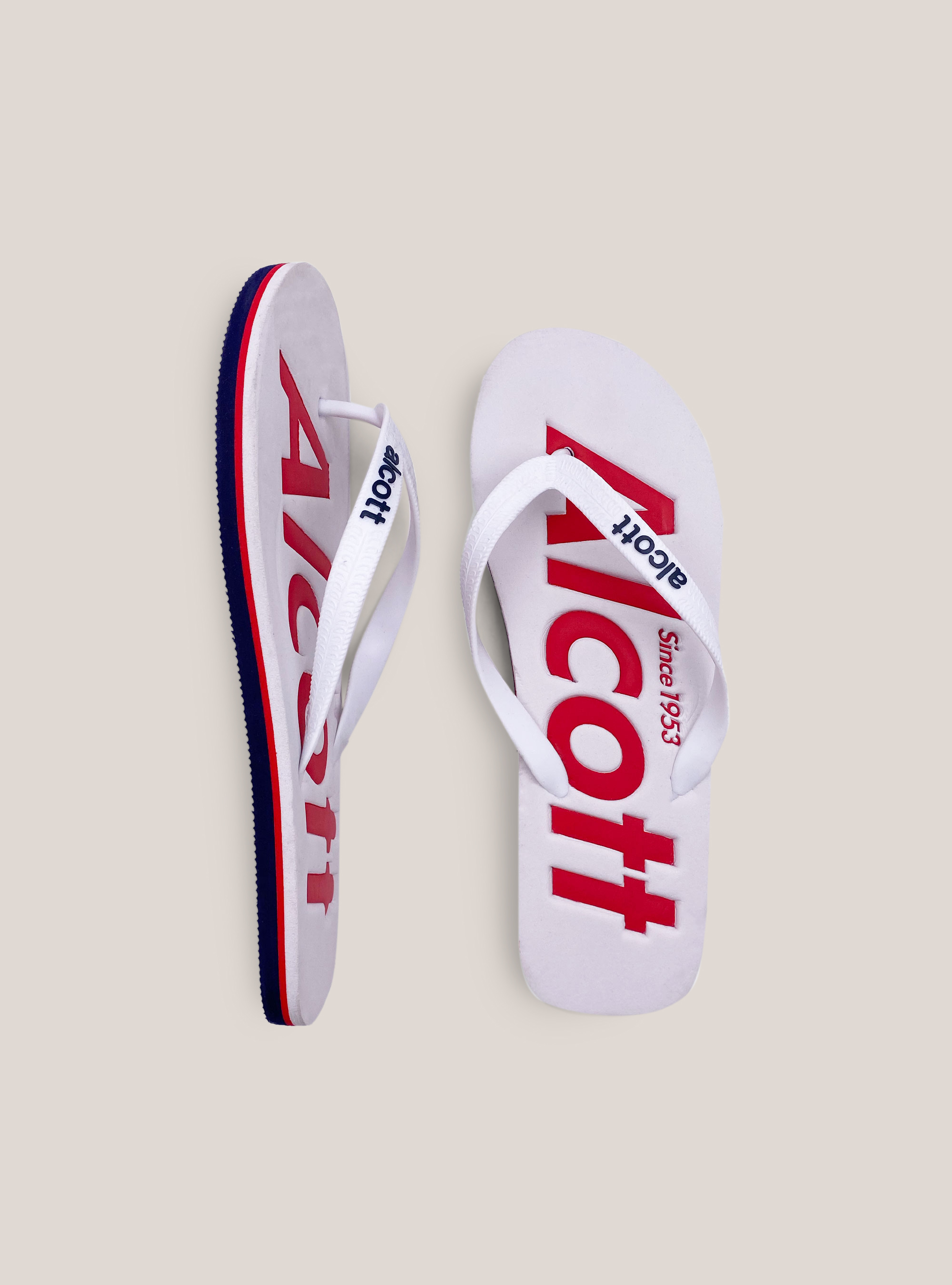 Infradito con logo, BIANCO