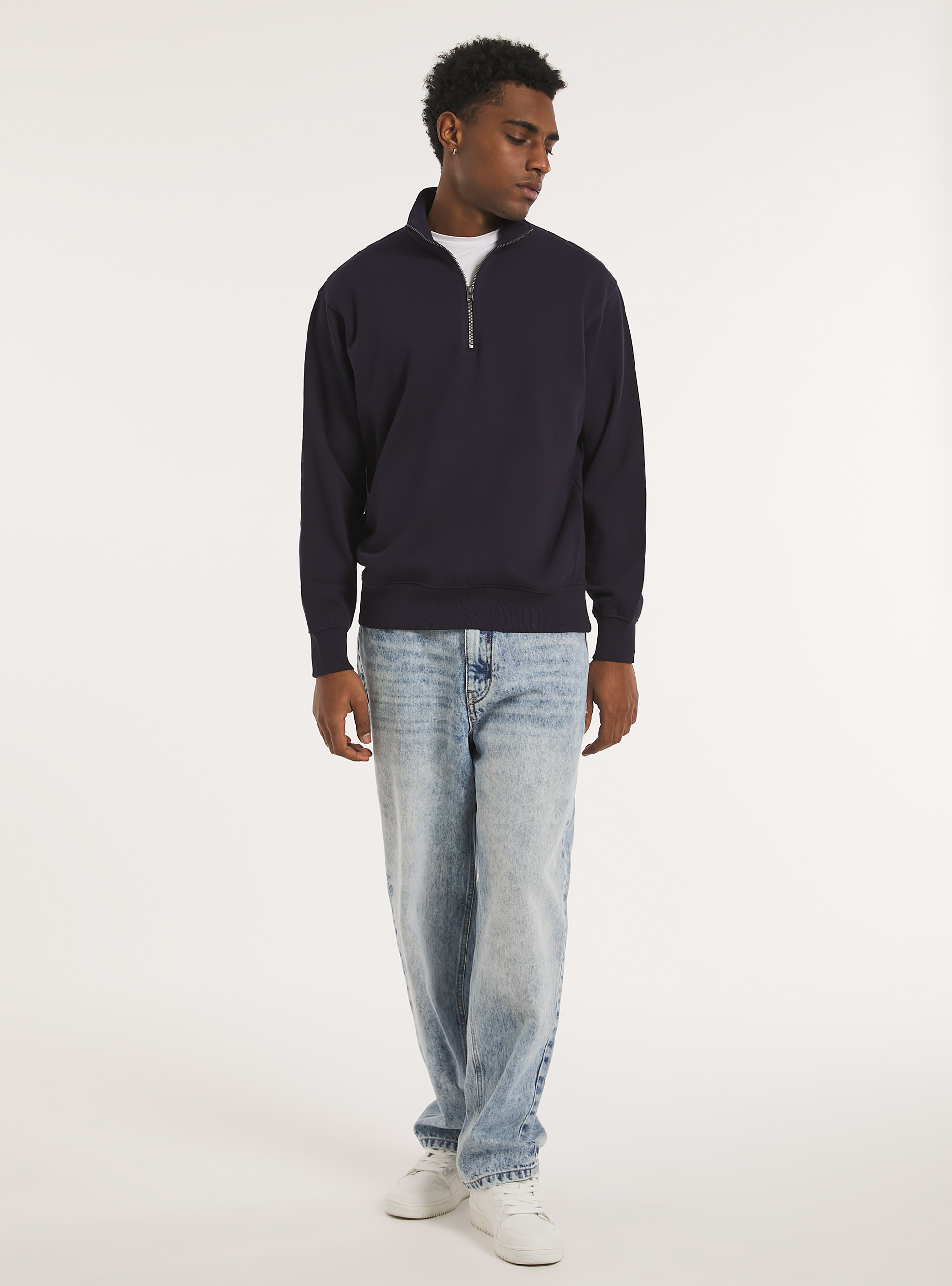 Sudadera de medio cuello con cremallera, NA1 NAVY DARK