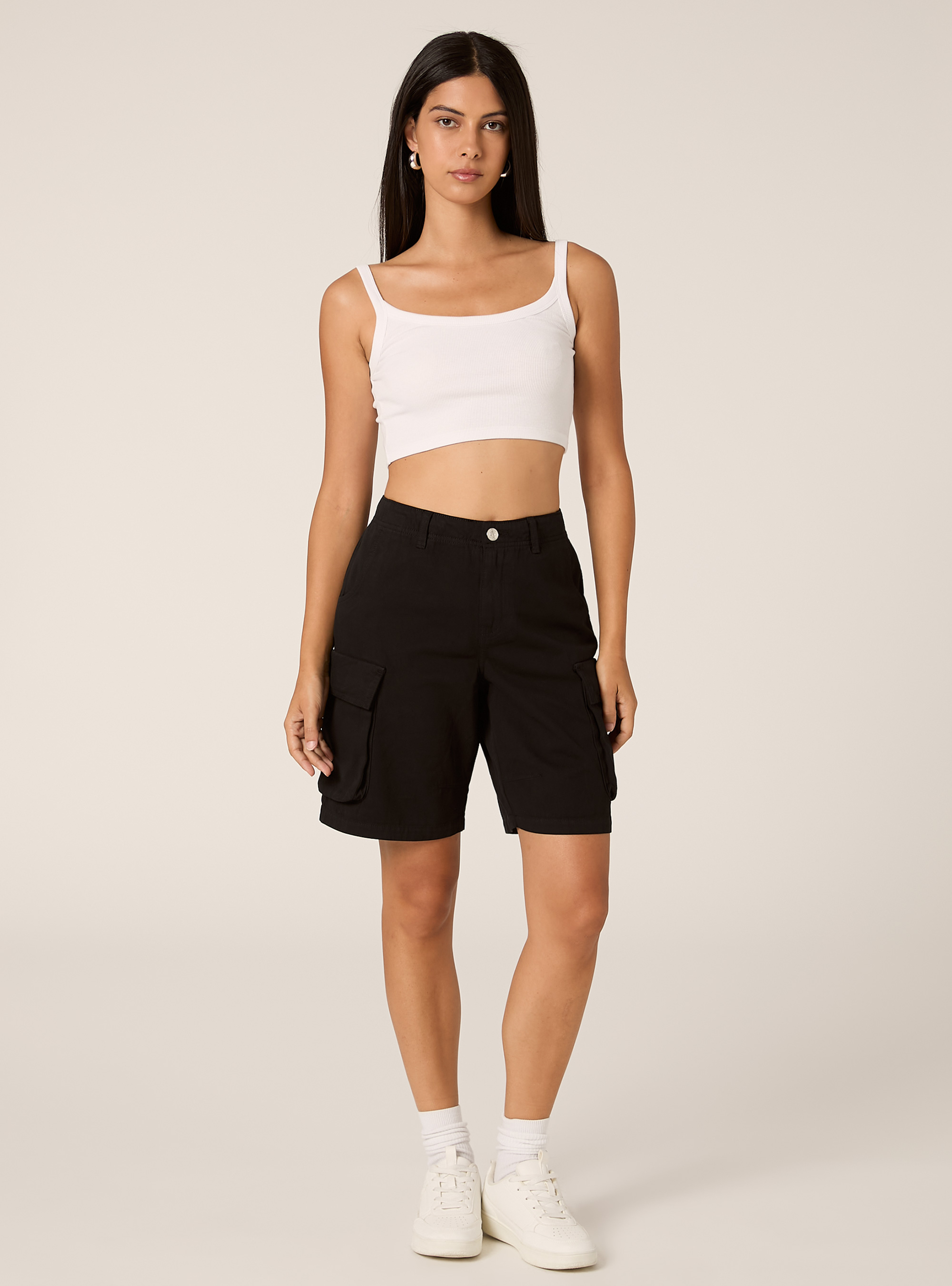 Twill cargo bermuda shorts, BK1 BLACK