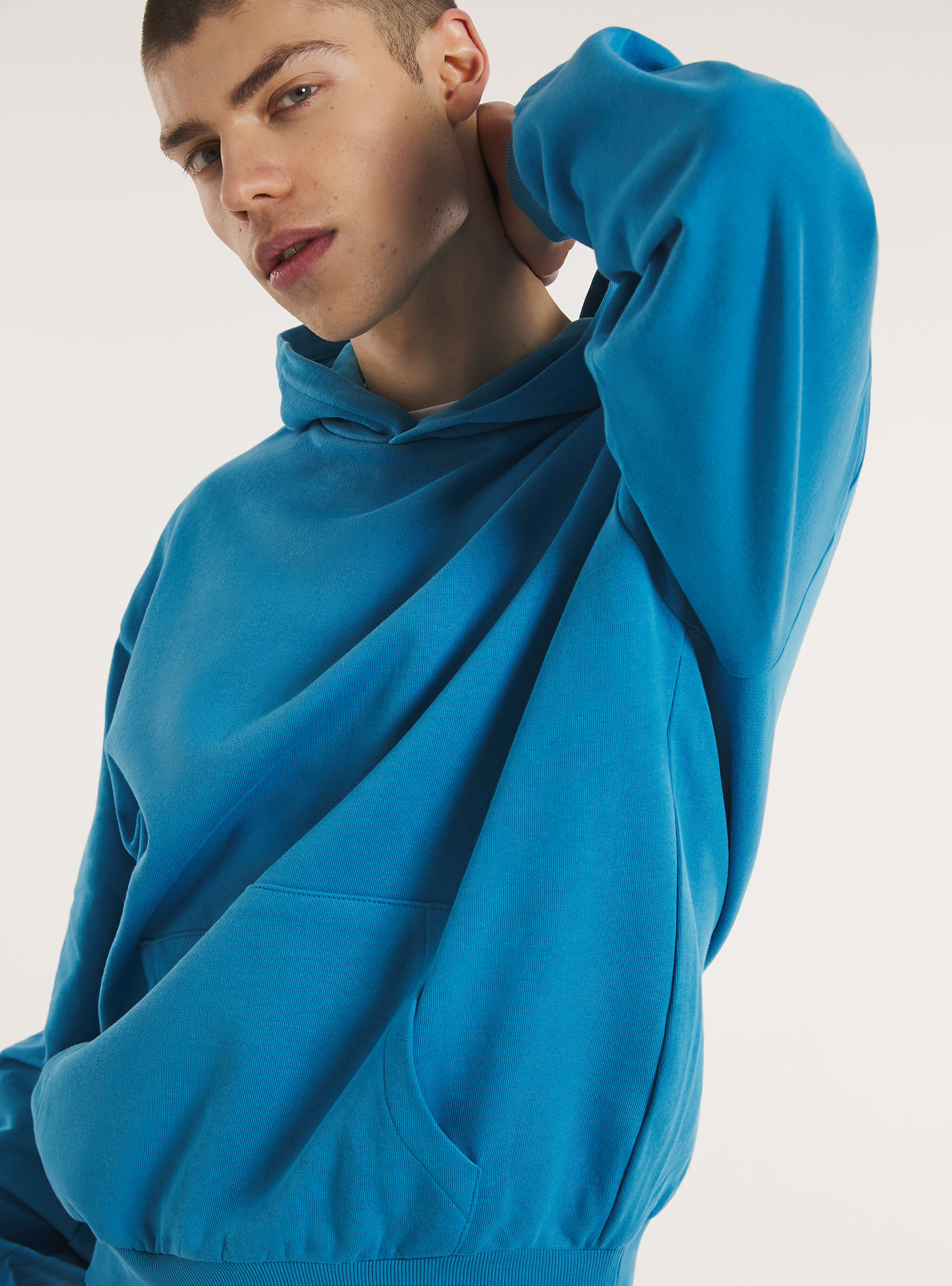 Boxy Fit Hooded Sweatshirt, AZ1 AZURE DARK