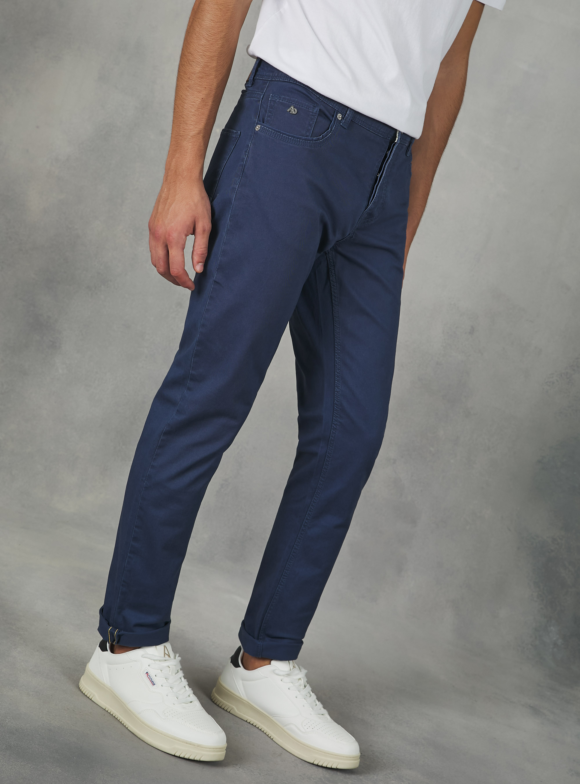 Skinny fit cotton trousers, BL2 BLUE MEDIUM