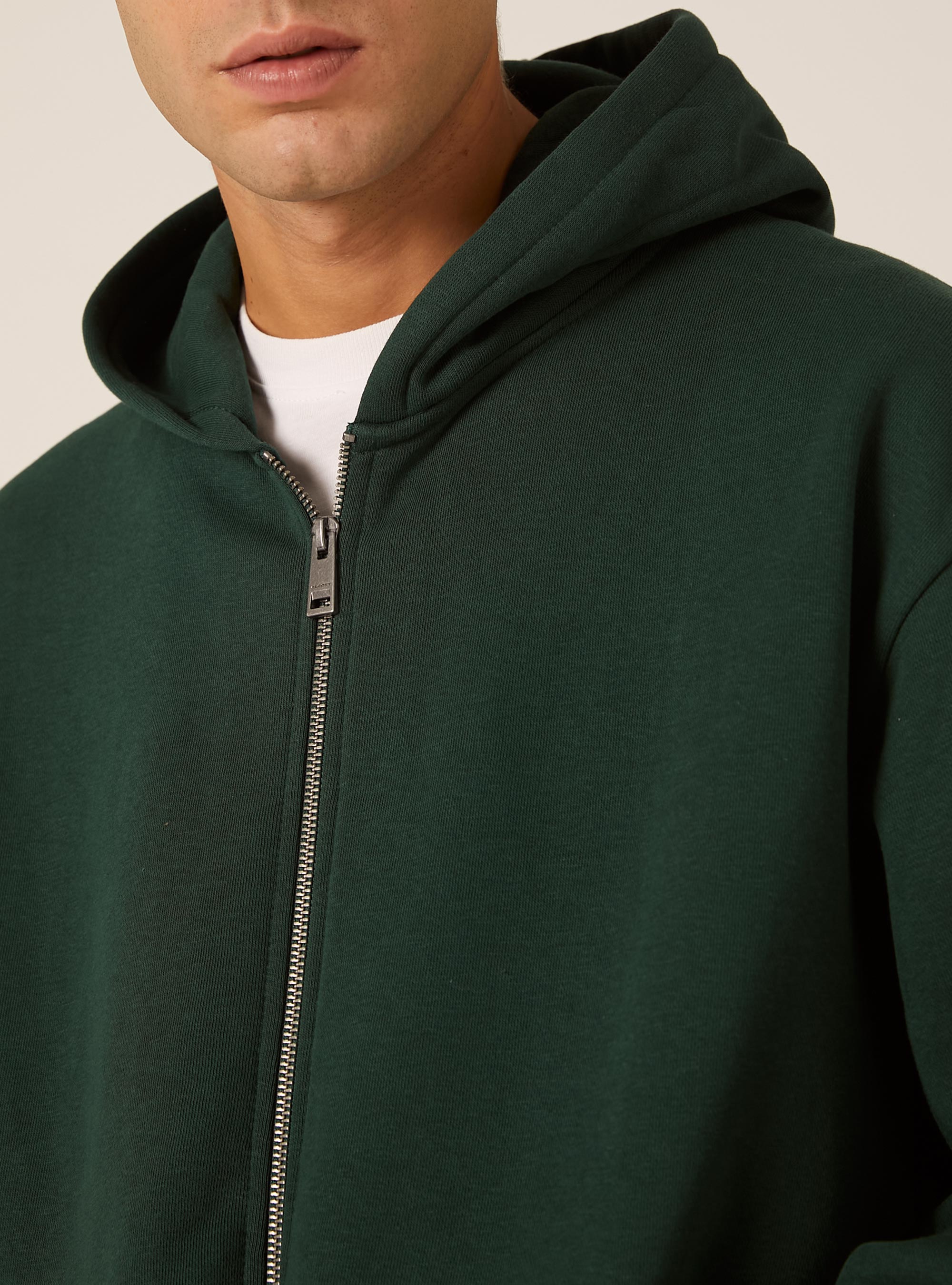 Boxy fit zip-up hoodie, GN1 GREEN DARK