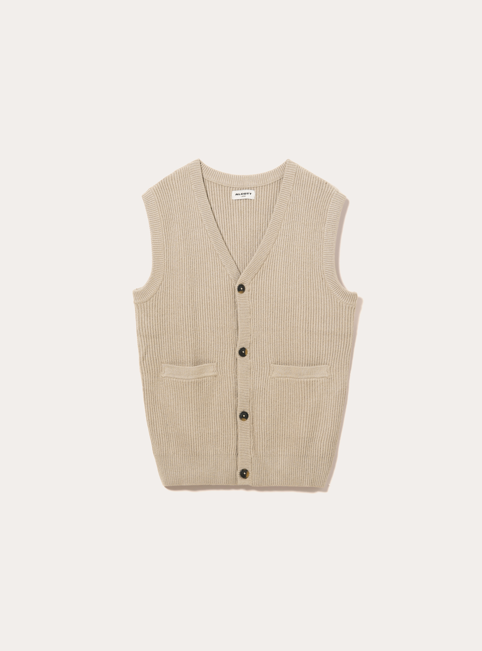 Knitted vest with pockets, BG2 BEIGE MEDIUM