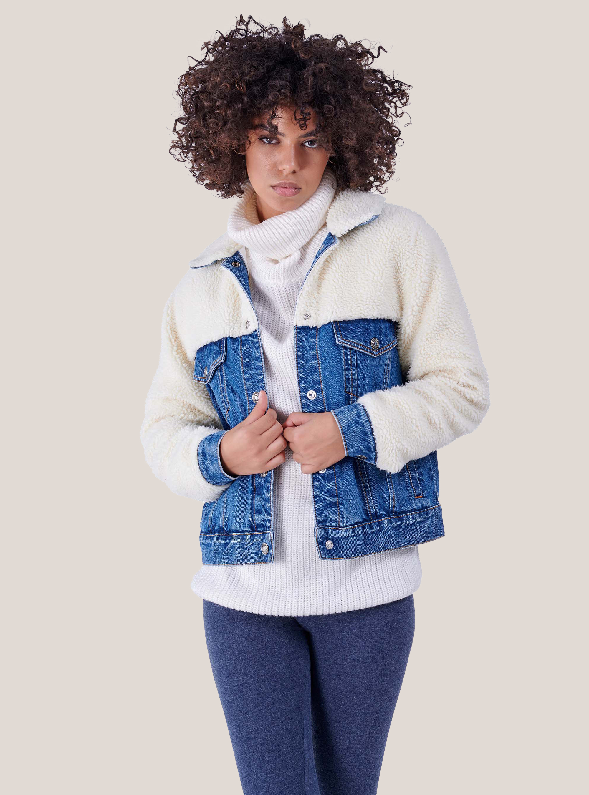 Denim Weste Lamm Einsätze, C272 BLUE