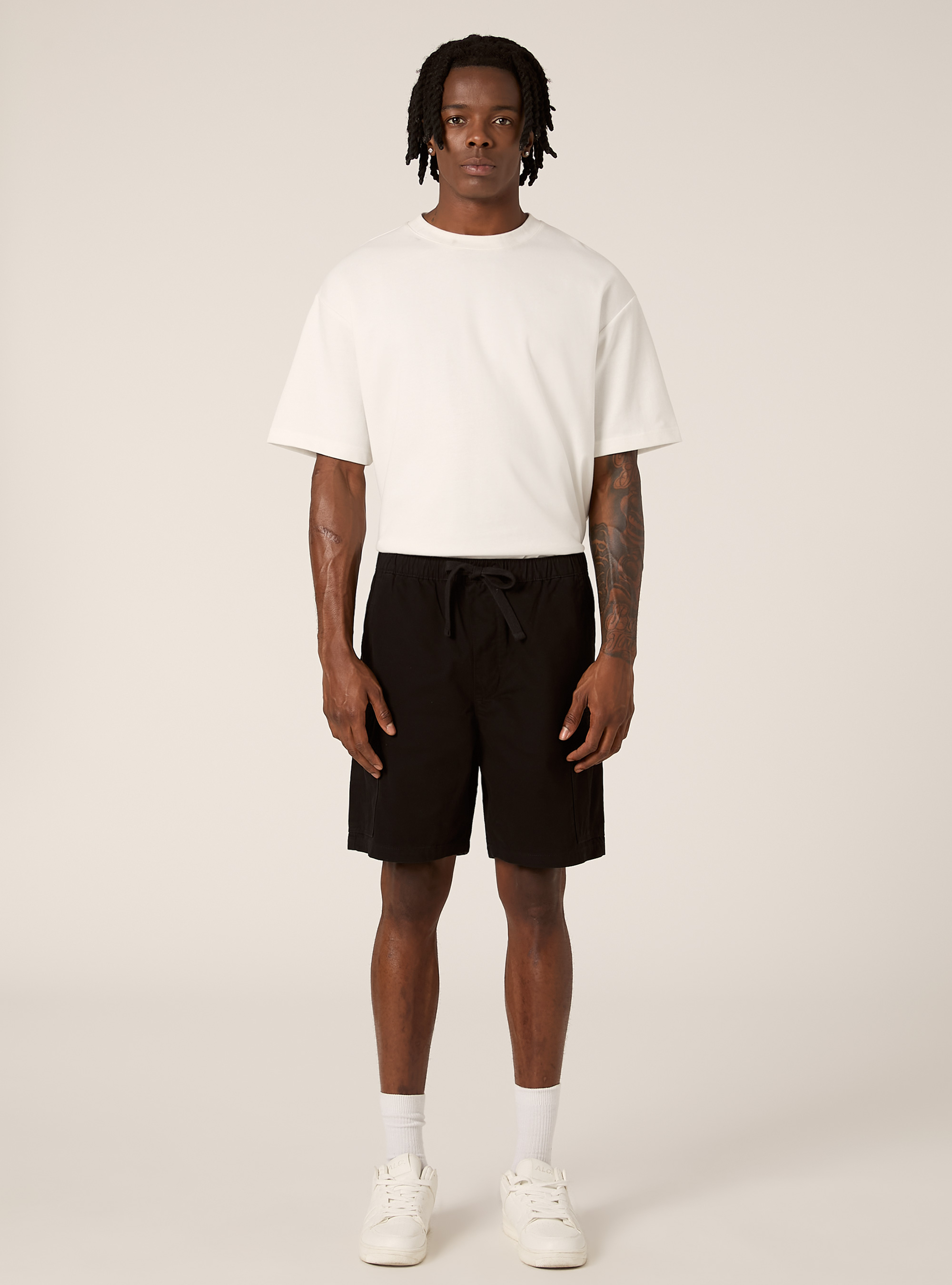Cargo-Bermudashorts aus Twill mit Kordelzug, BK1 BLACK