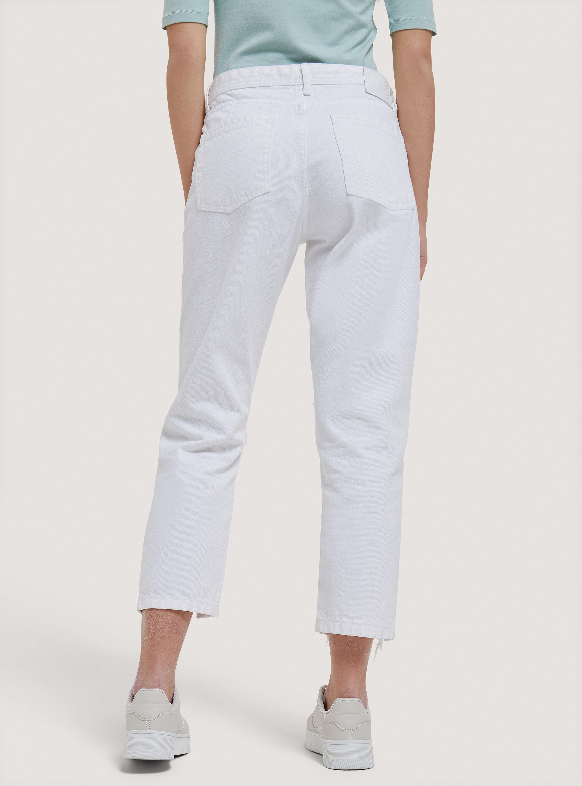 Jeans mom fit, C099 WHITE