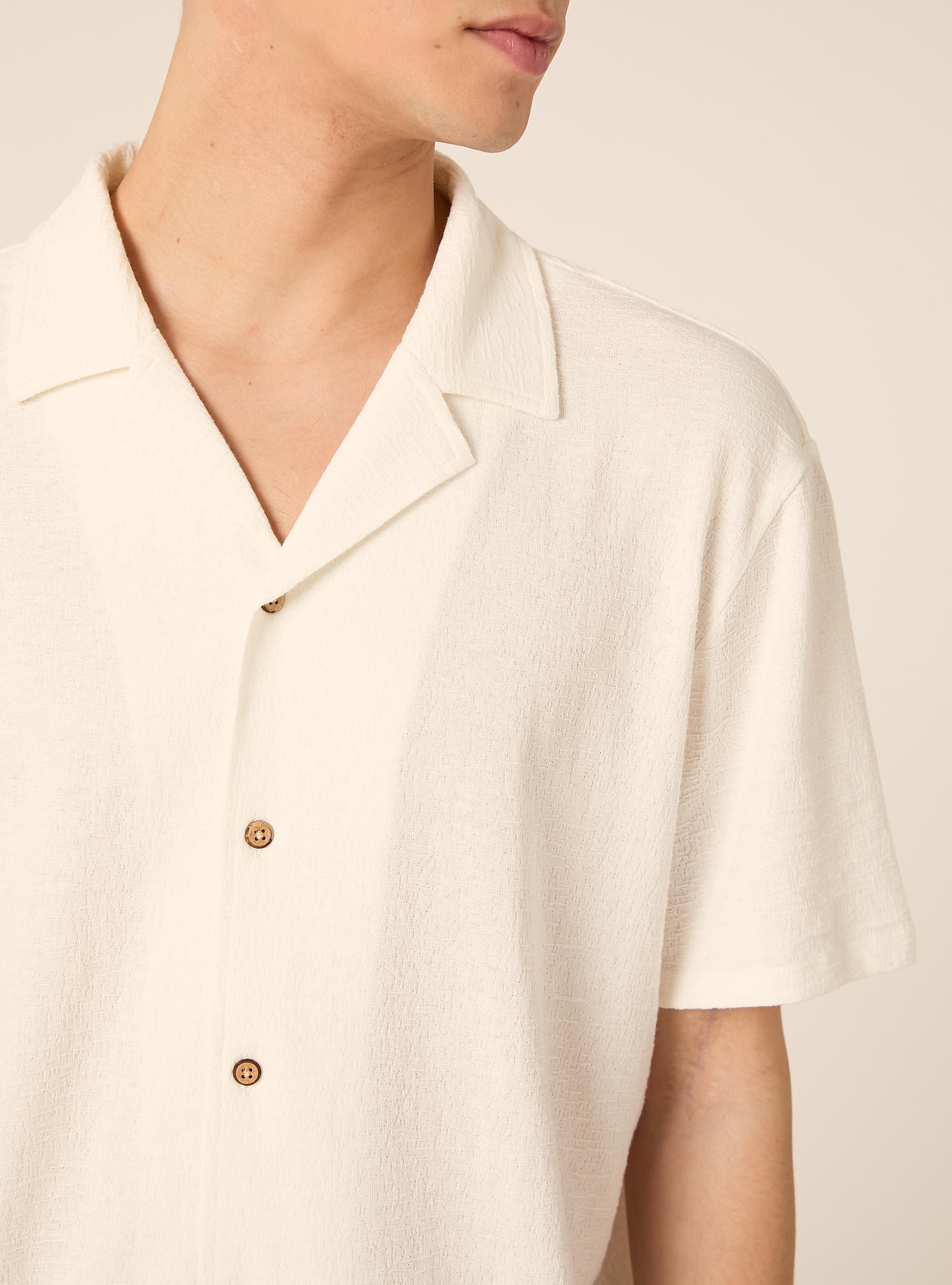 Camicia bowling in jersey texture regular fit, WH2 WHITE