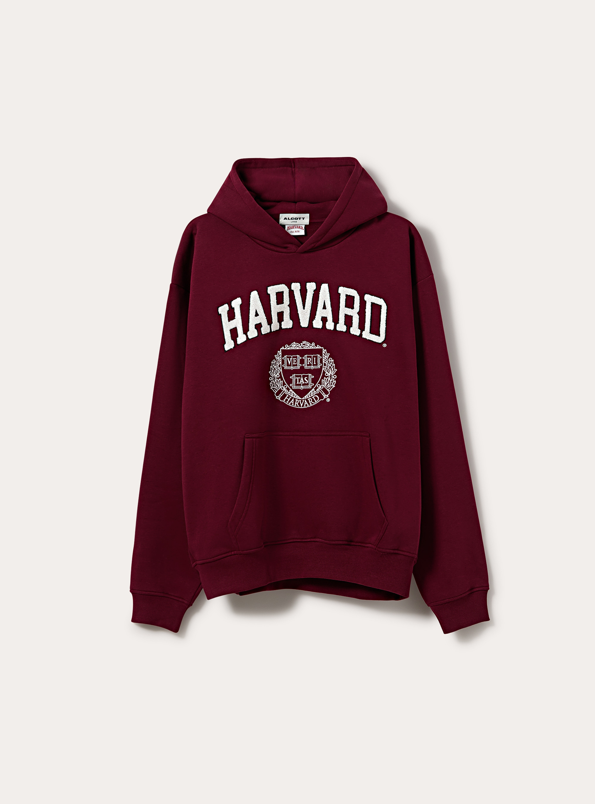 Felpa con cappuccio boxy licenza harvard, BO1 BORDEAUX DARK