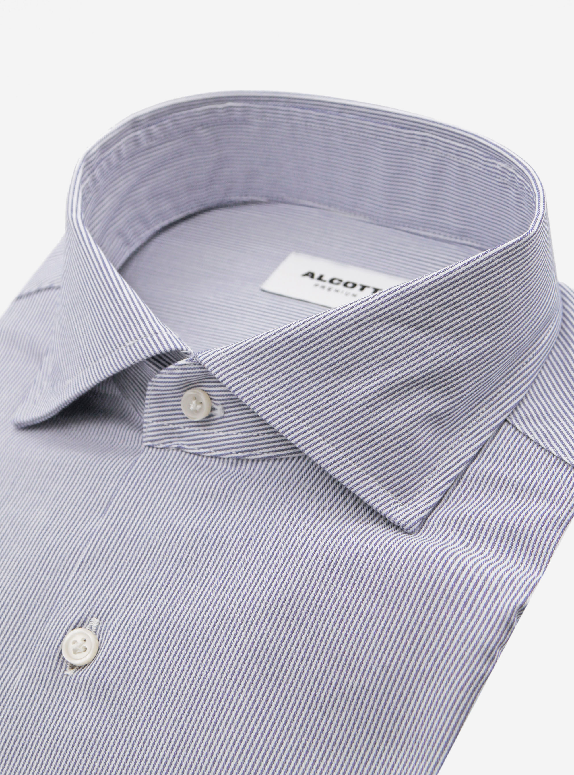 Chemise motif micro rayures en popeline stretch, C2254 BLUE