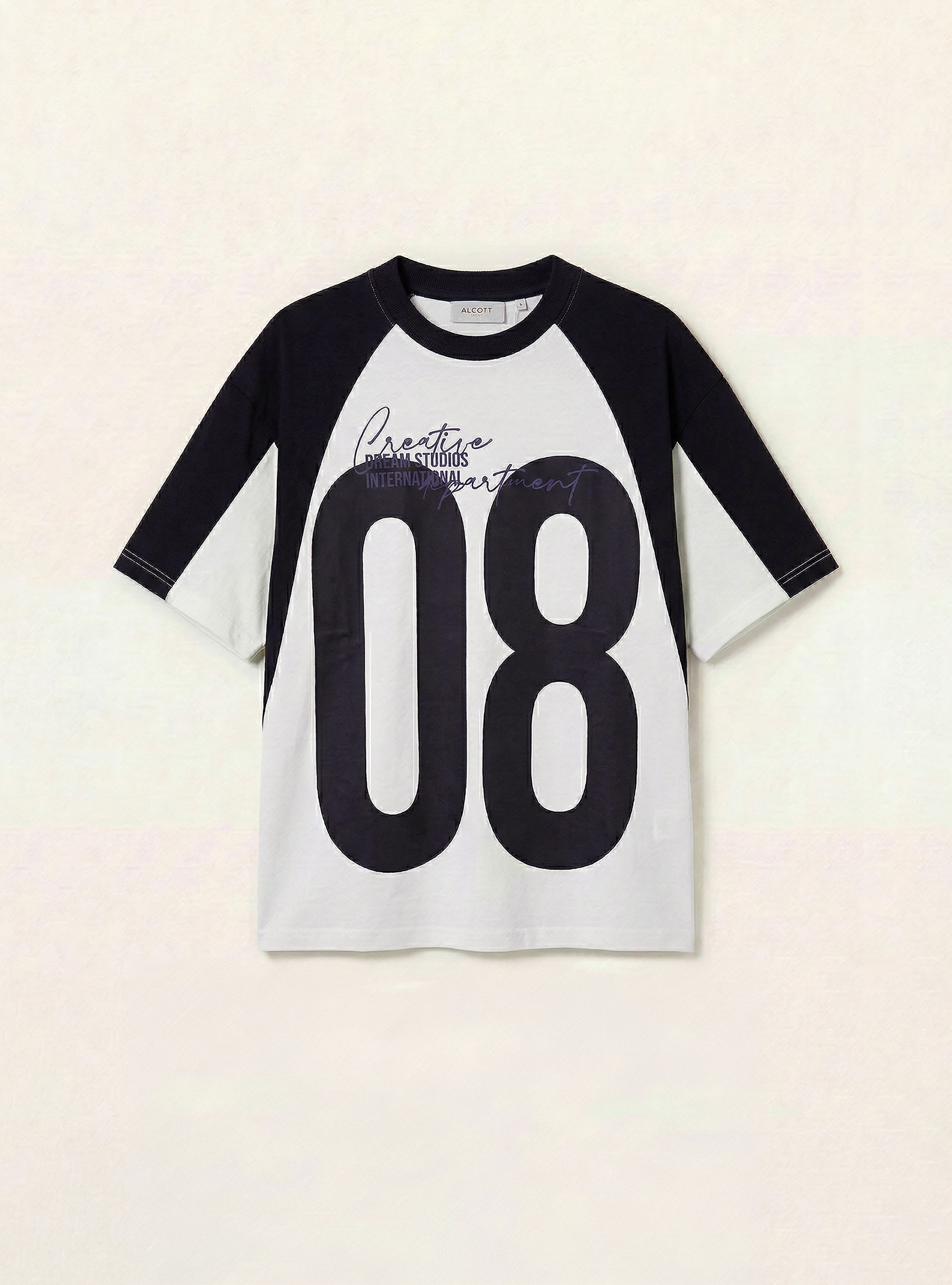 Camiseta de corte recto con estampado, WH3 WHITE