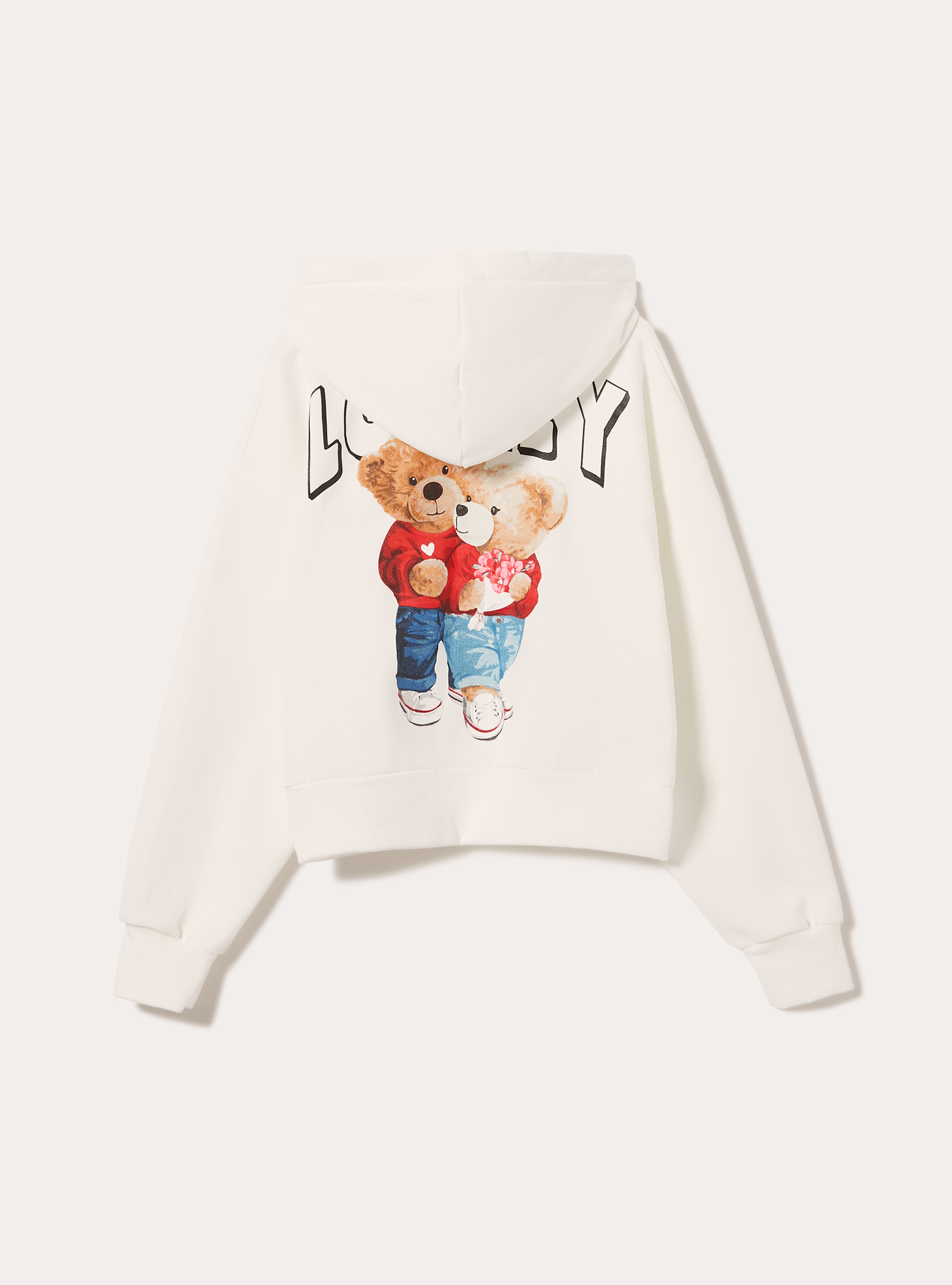 Sweatshirt court avec imprimé Teddy, WH2 WHITE