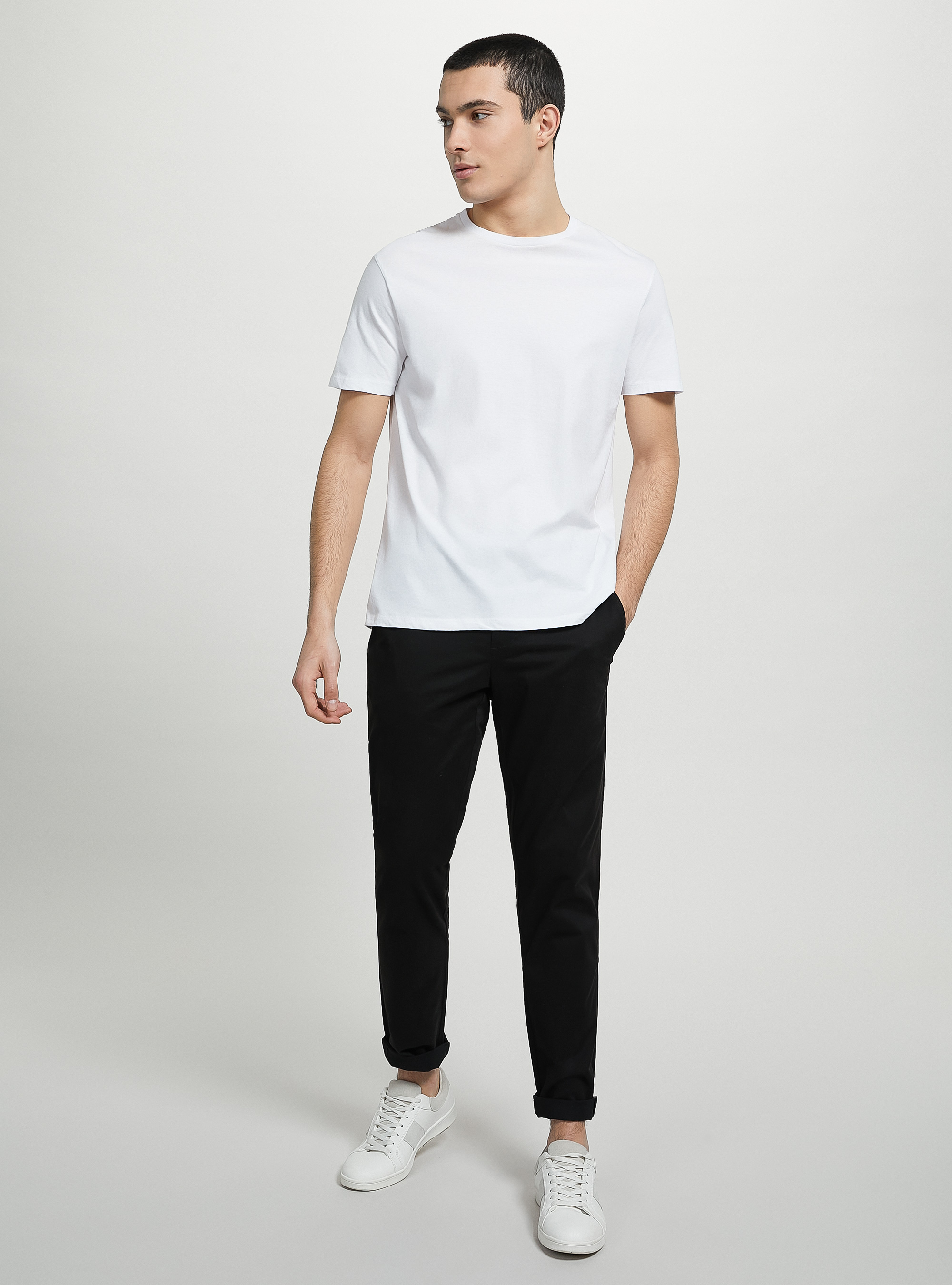 Stretch cotton twill chinos, BK1 BLACK
