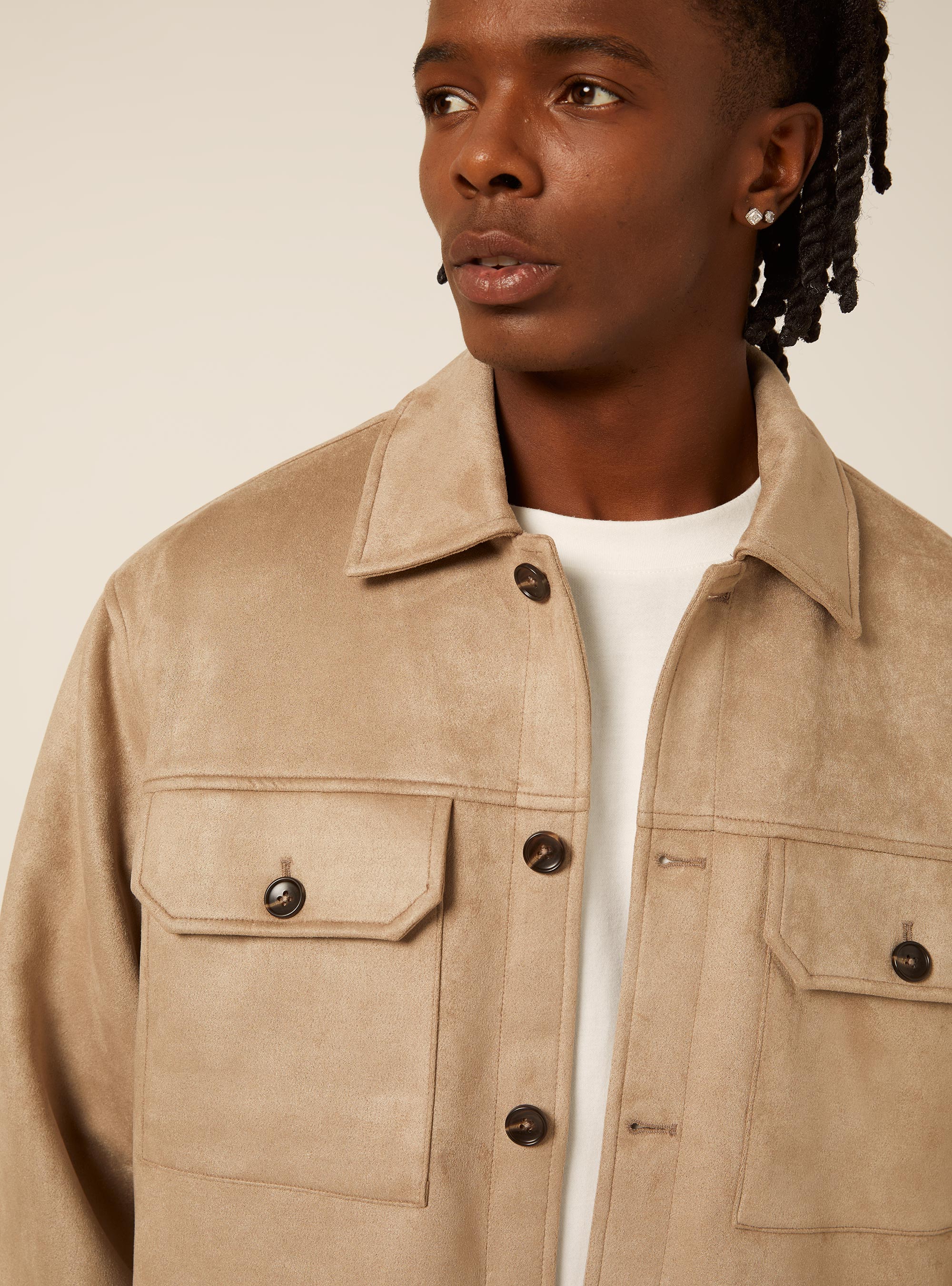 Hemdjacke in wildlederoptik mit pattentaschen, SA2 SAND MEDIUM
