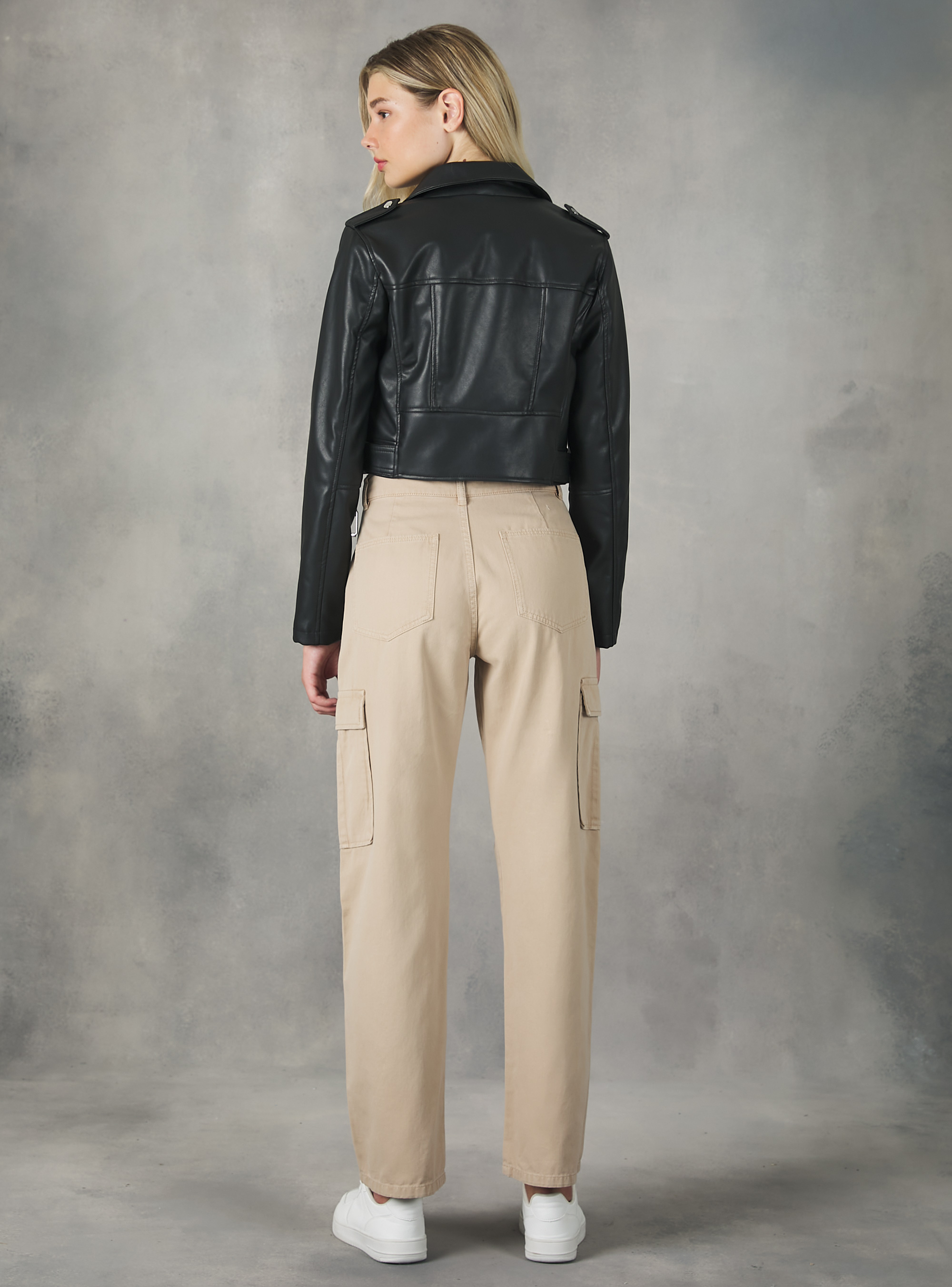 Veste motard effet cuir, BK1 BLACK