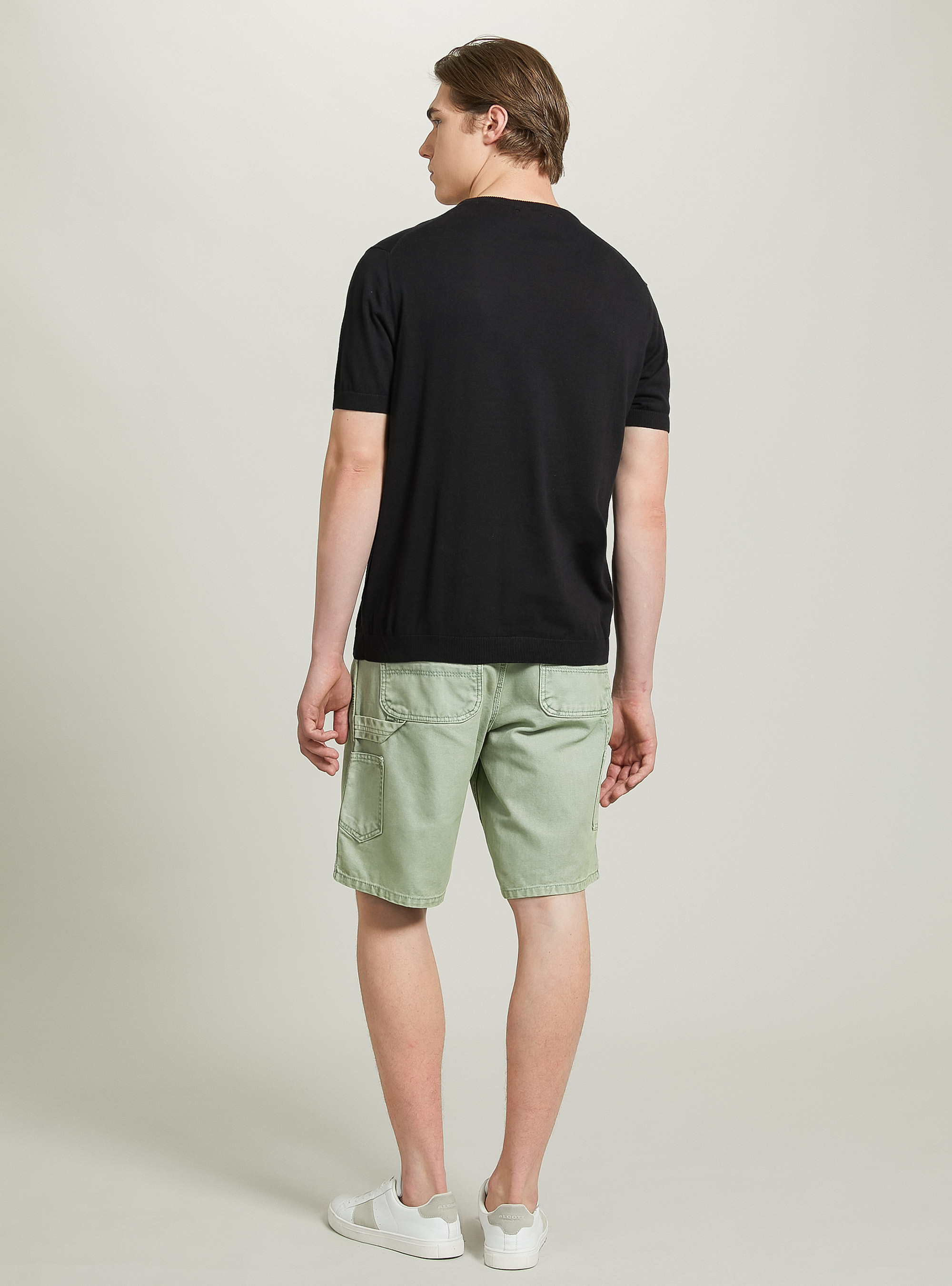 Short-sleeved cotton pullover, BK1 BLACK