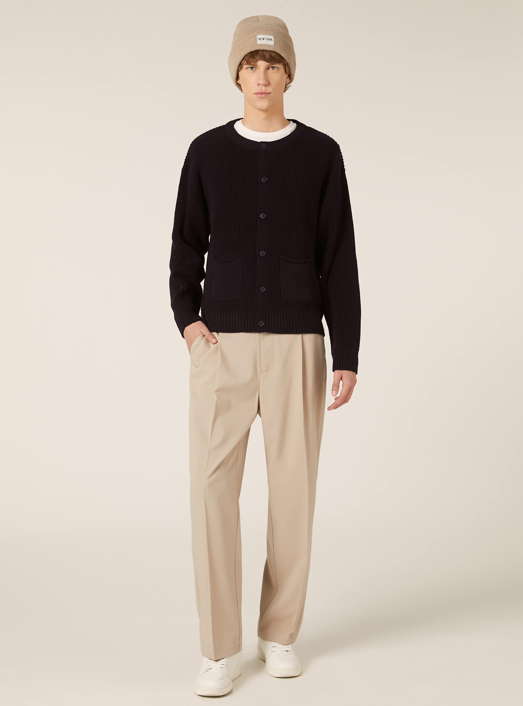 Boxy fit knit cardigan, NA1 NAVY DARK