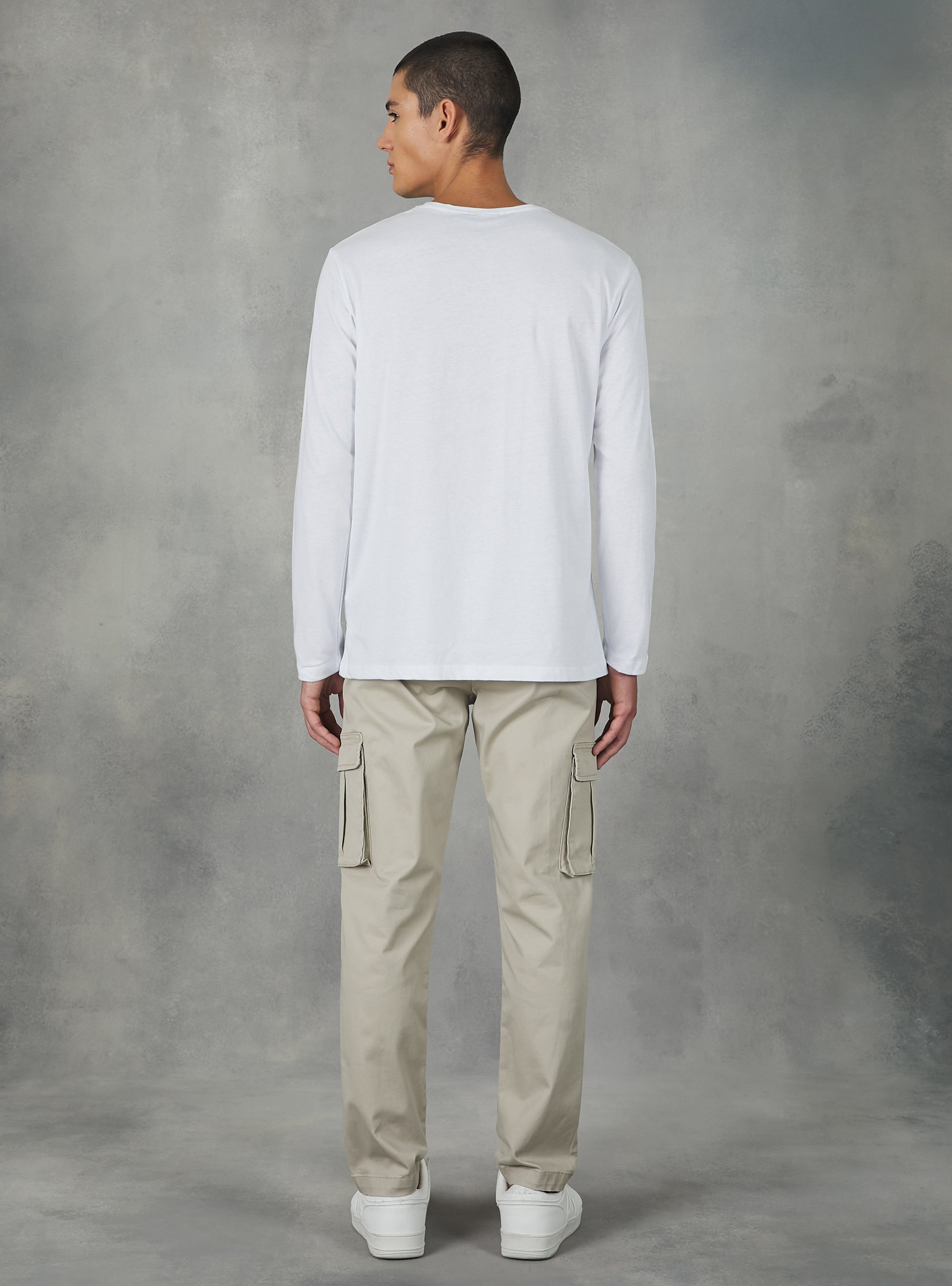 T-shirt en coton &agrave; manches longues, WH2 WHITE