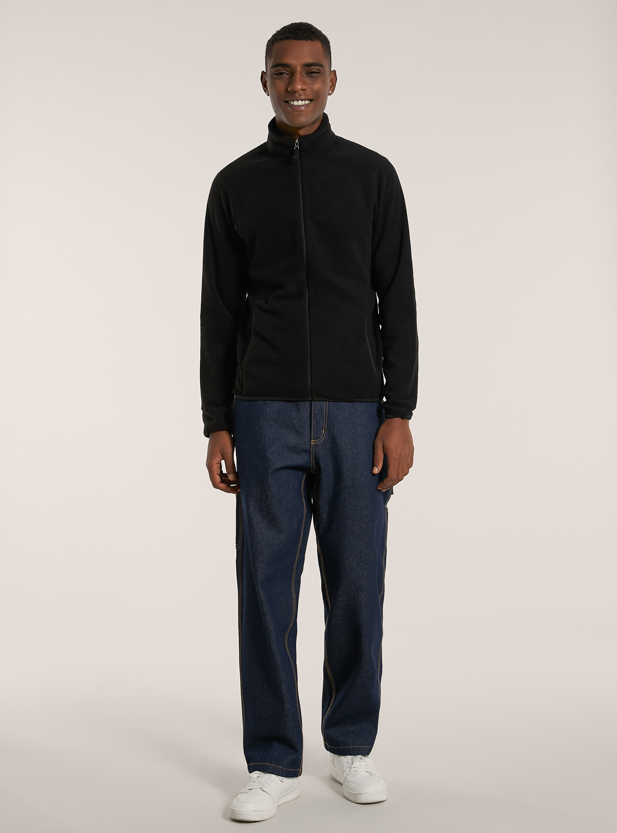 Cardigan polar fleece, BK1 BLACK