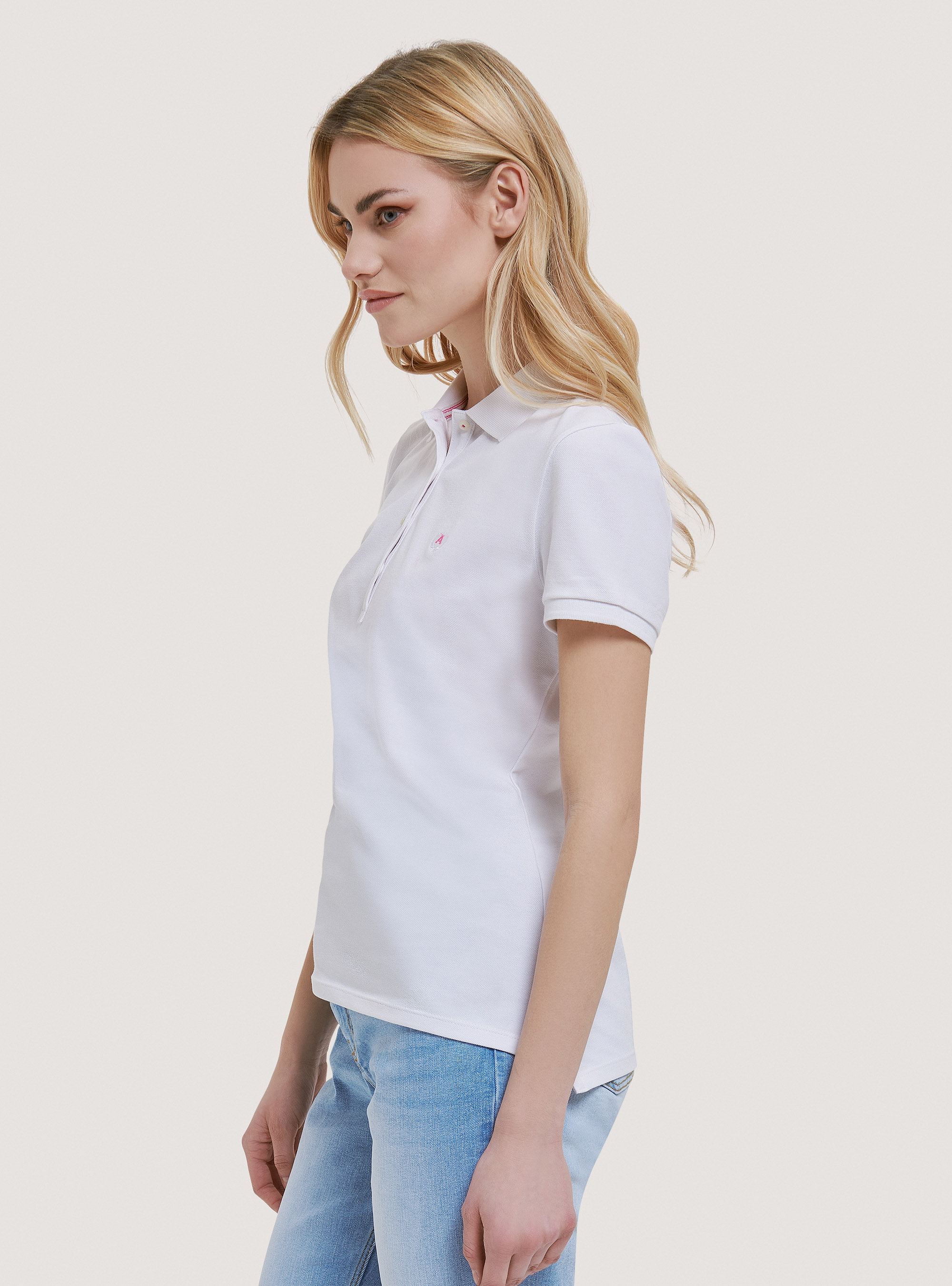 Poloshirt aus Baumwollpikee mit Stickerei, C099 WHITE