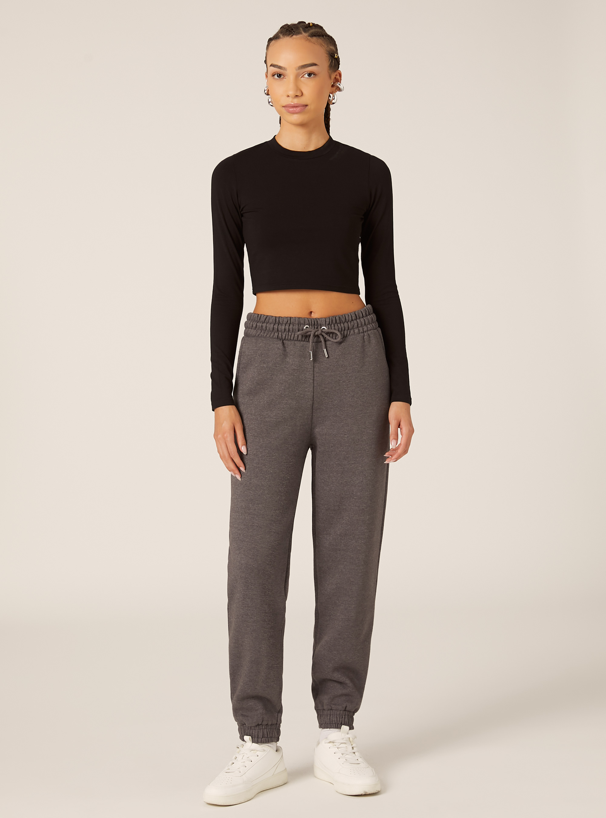 Pantalones jogger de felpa, MGY1 GREY MEL DARK