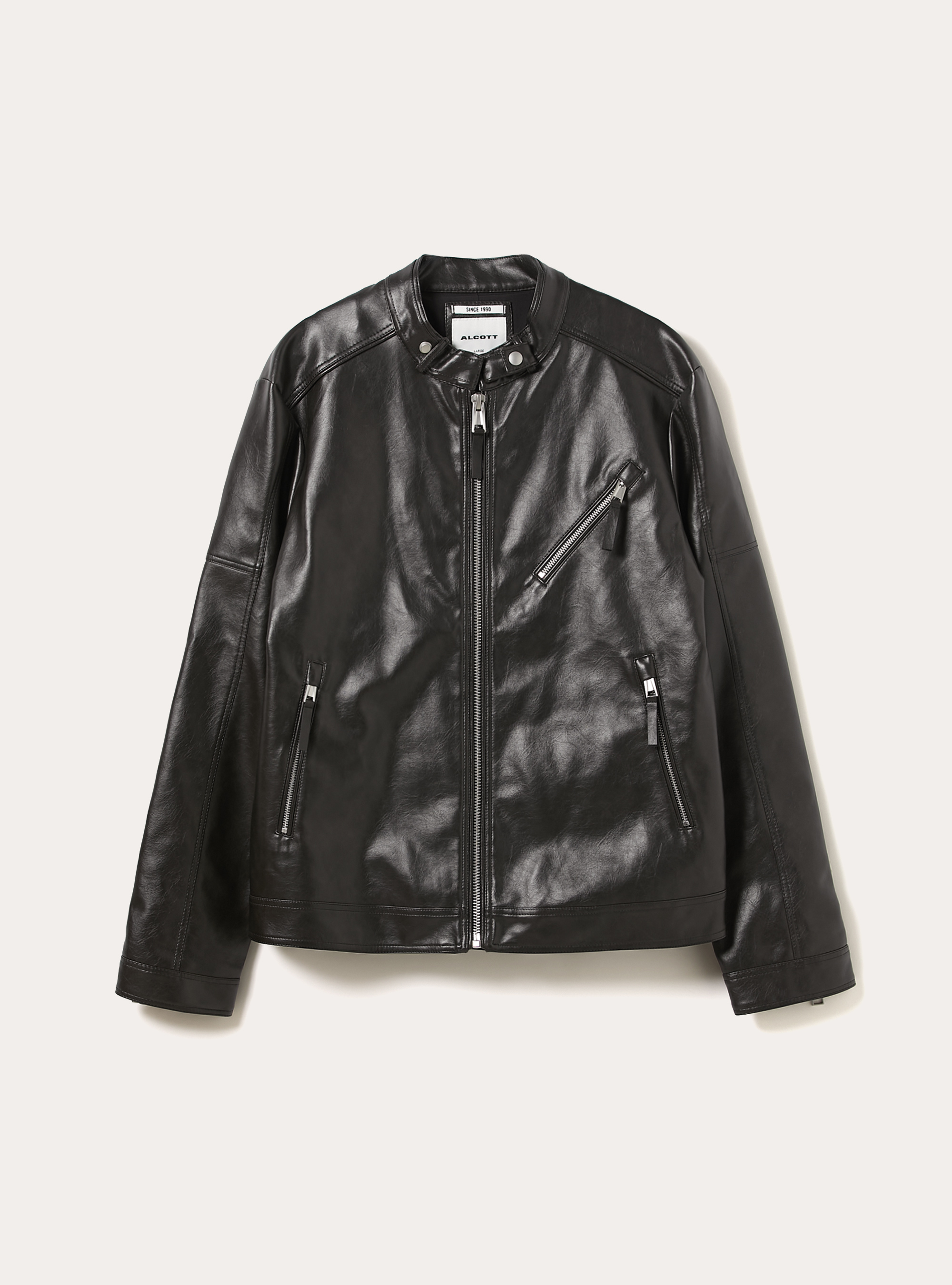 Leather-effect biker jacket, BK1 BLACK