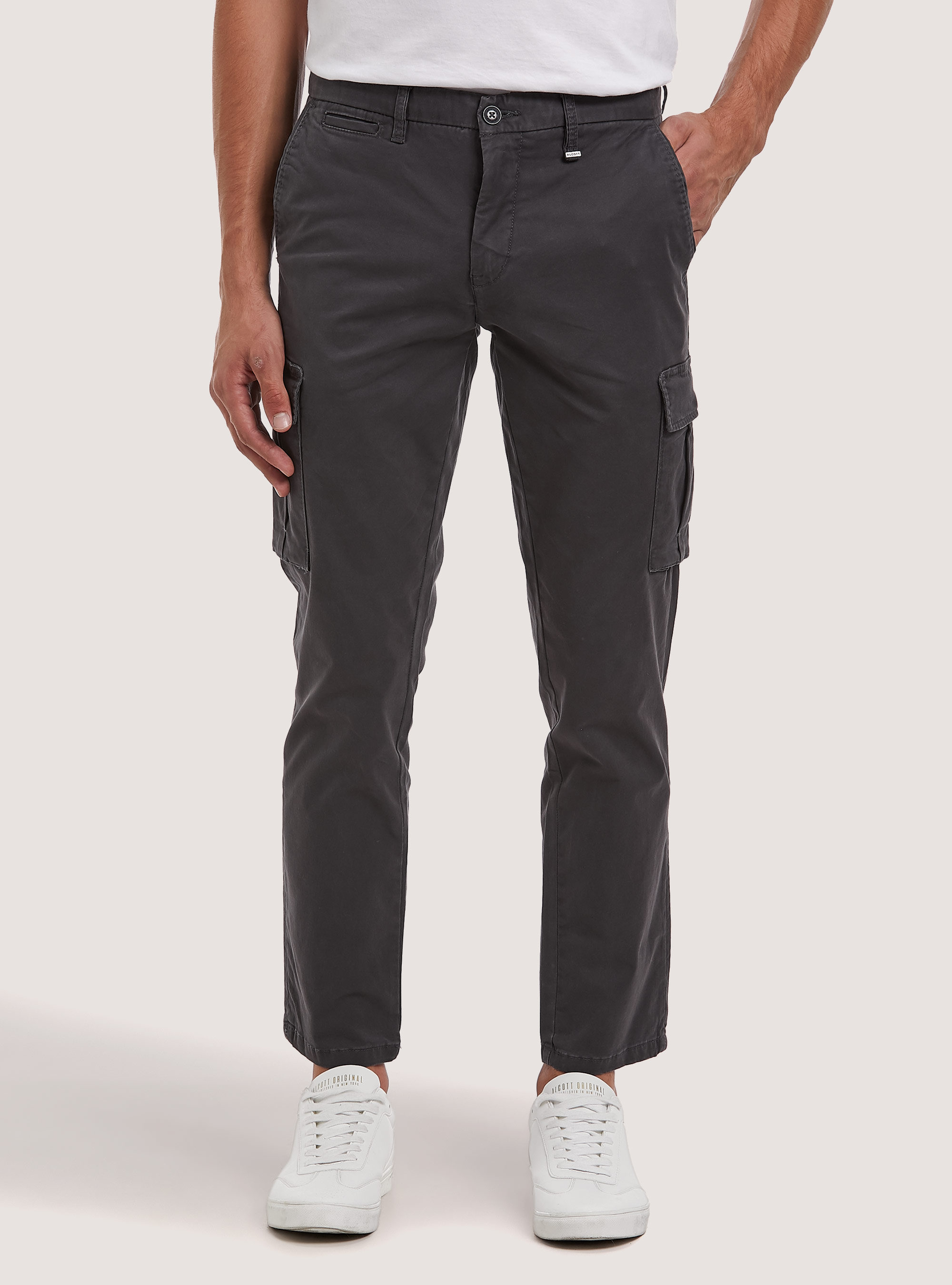 Pantalon cargo en coton, GY1 GREY DARK