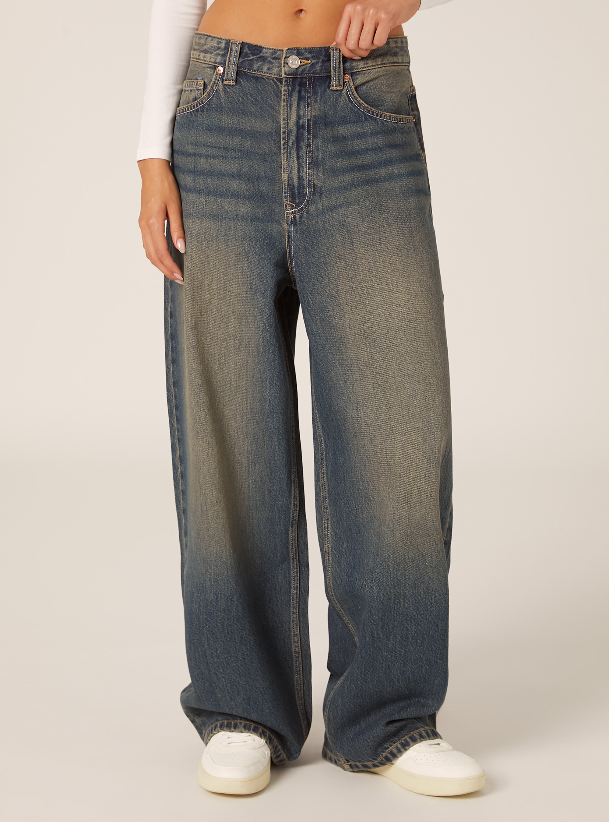 Super baggy fit jeans, D100 BLUE DARK OVERDYE