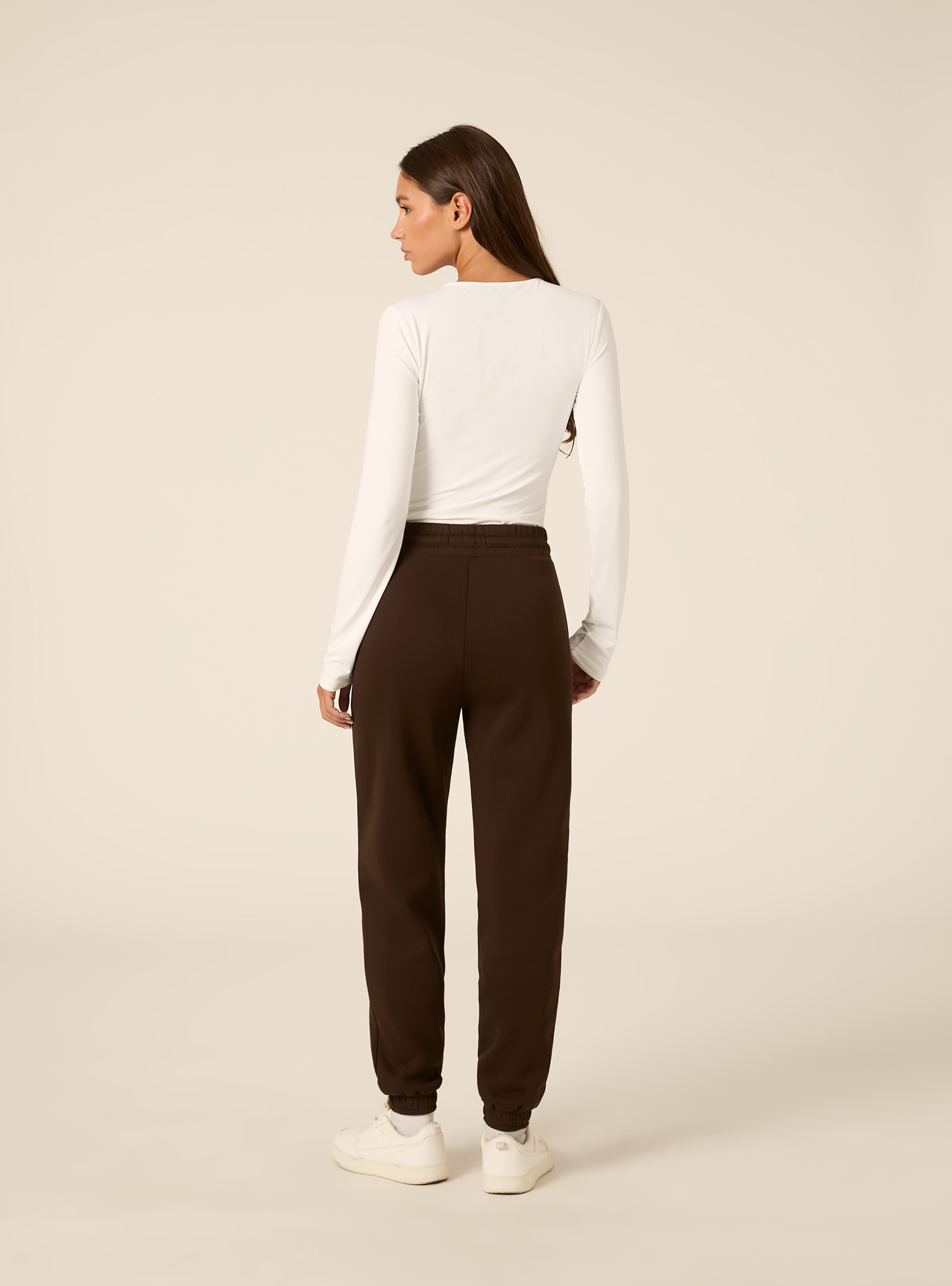 Jogger basic tinta unita, BR1 BROWN DARK