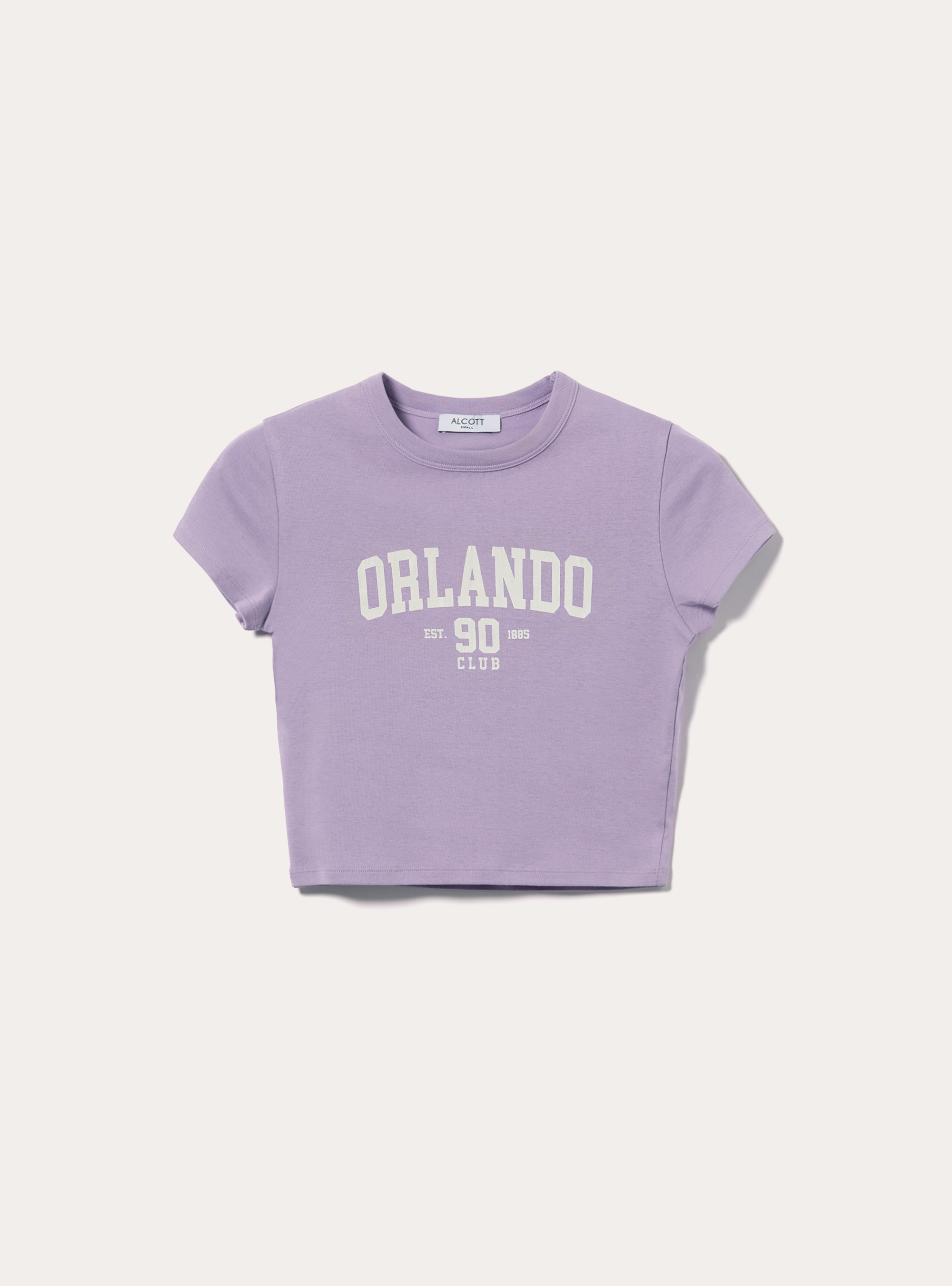 Cropped t-shirt with print, LC2 LILLAC MEDIUM