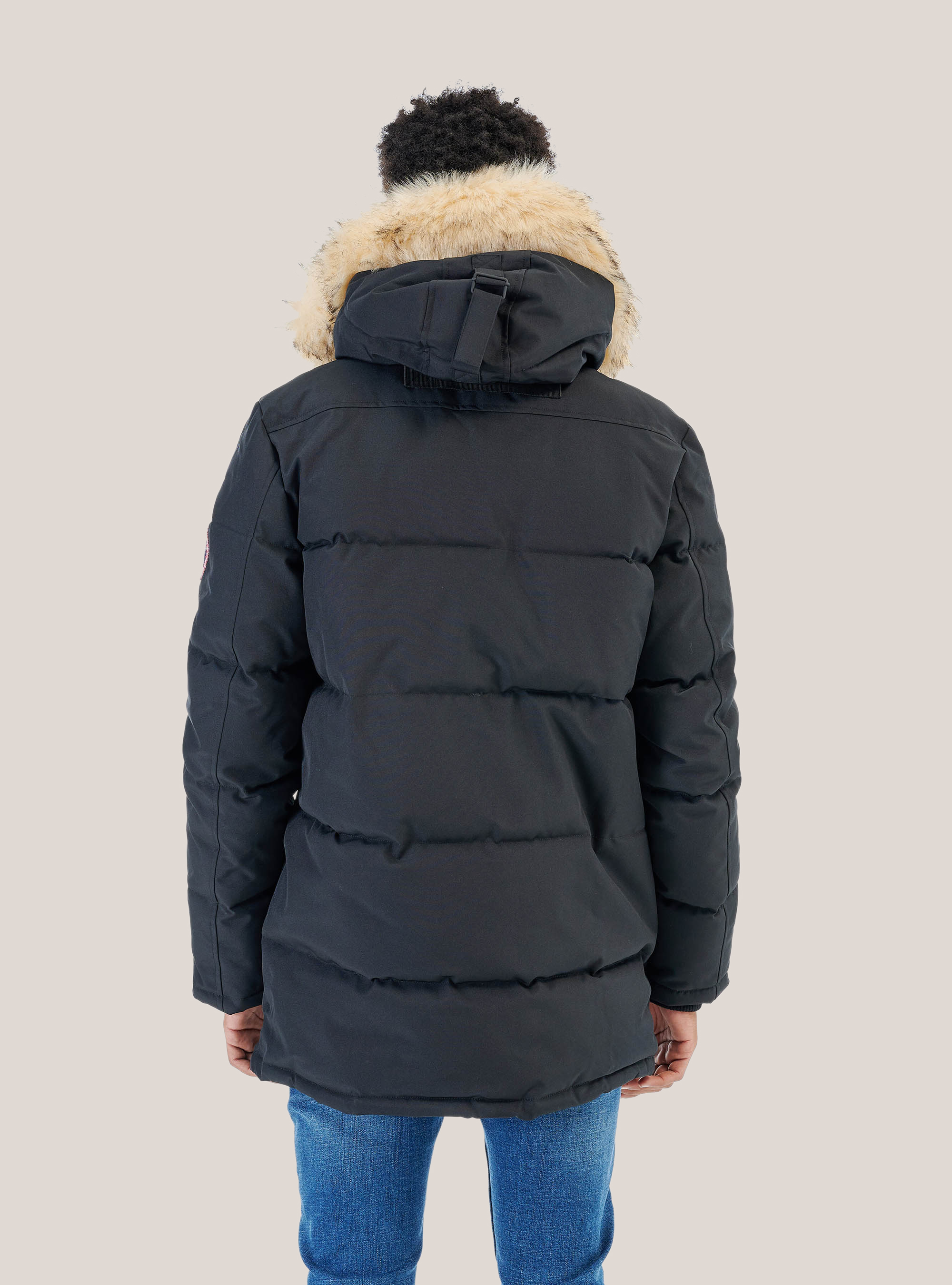 Blouson long rembourré, C101 BLACK