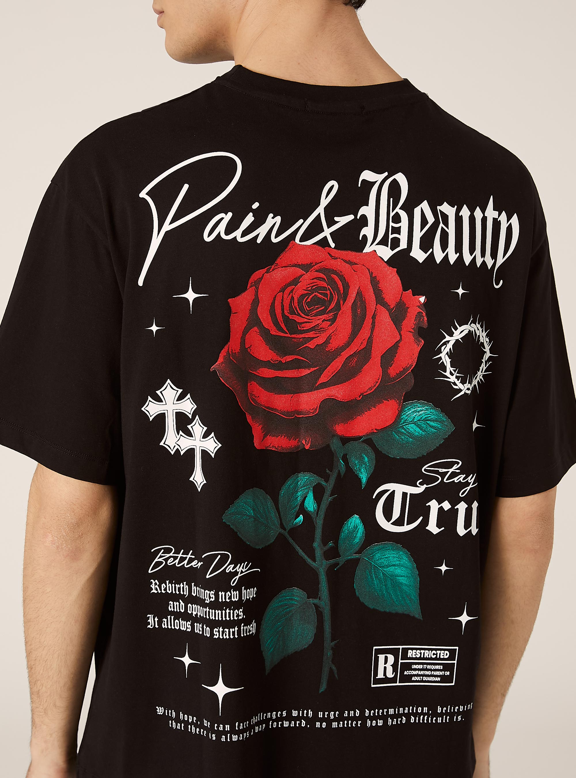 T-Shirt mit Boxy-Passform und POP STATEMENT-Aufdruck, BK1 BLACK