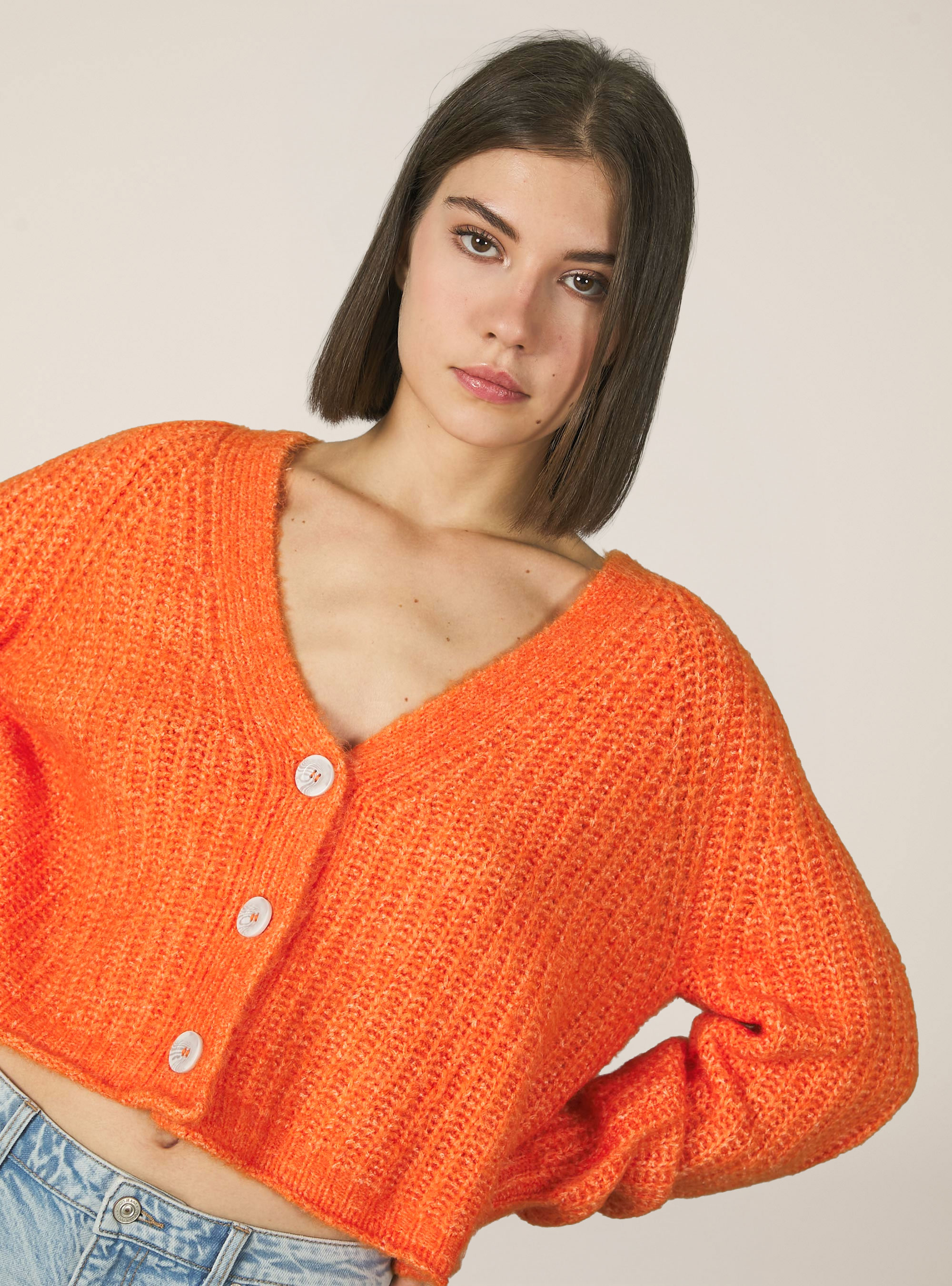 Cárdigan con botones, OR3 ORANGE LIGHT