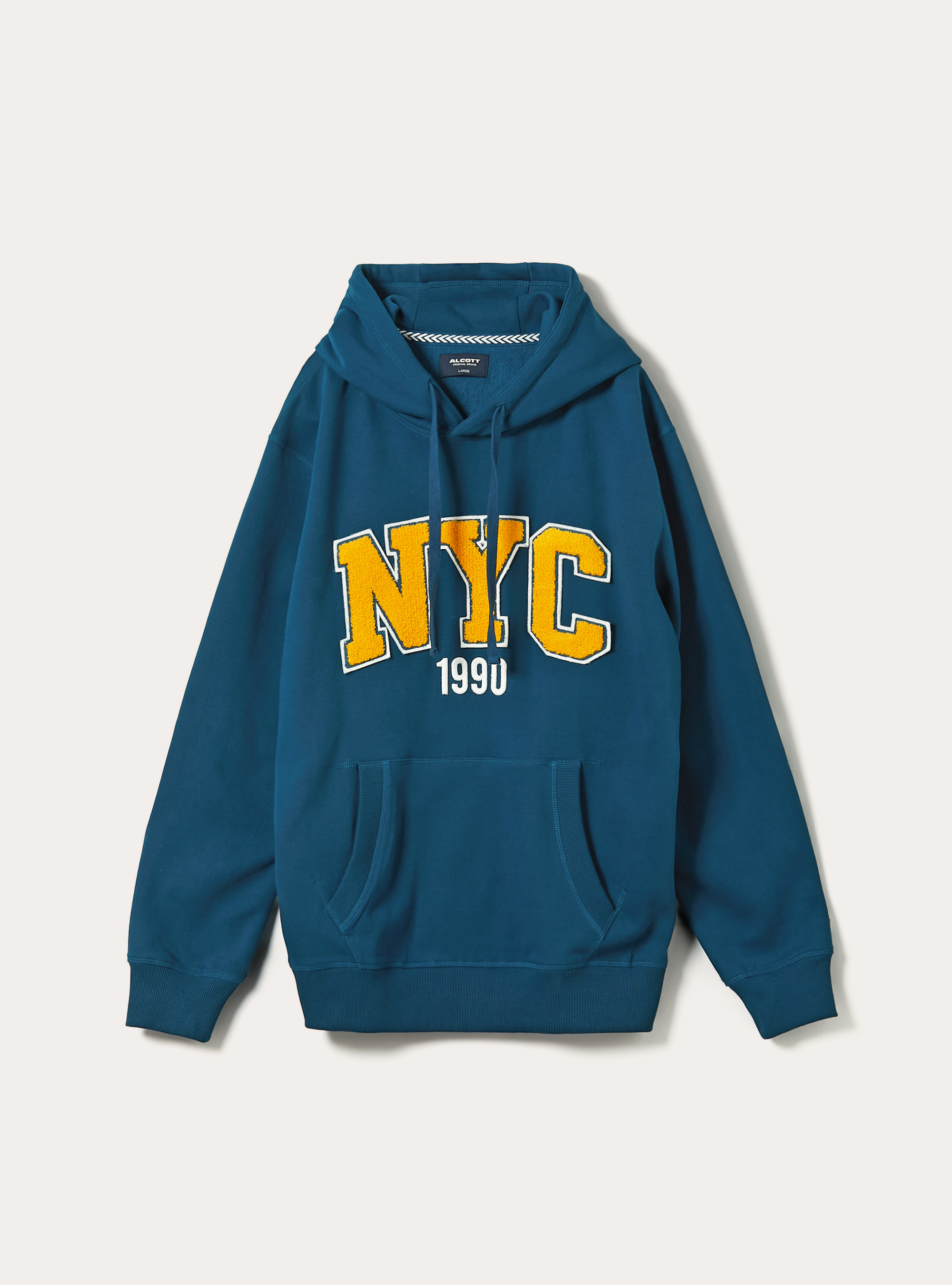 Felpa cappuccio con patch ricamata, OB2 BLUE OIL MED.