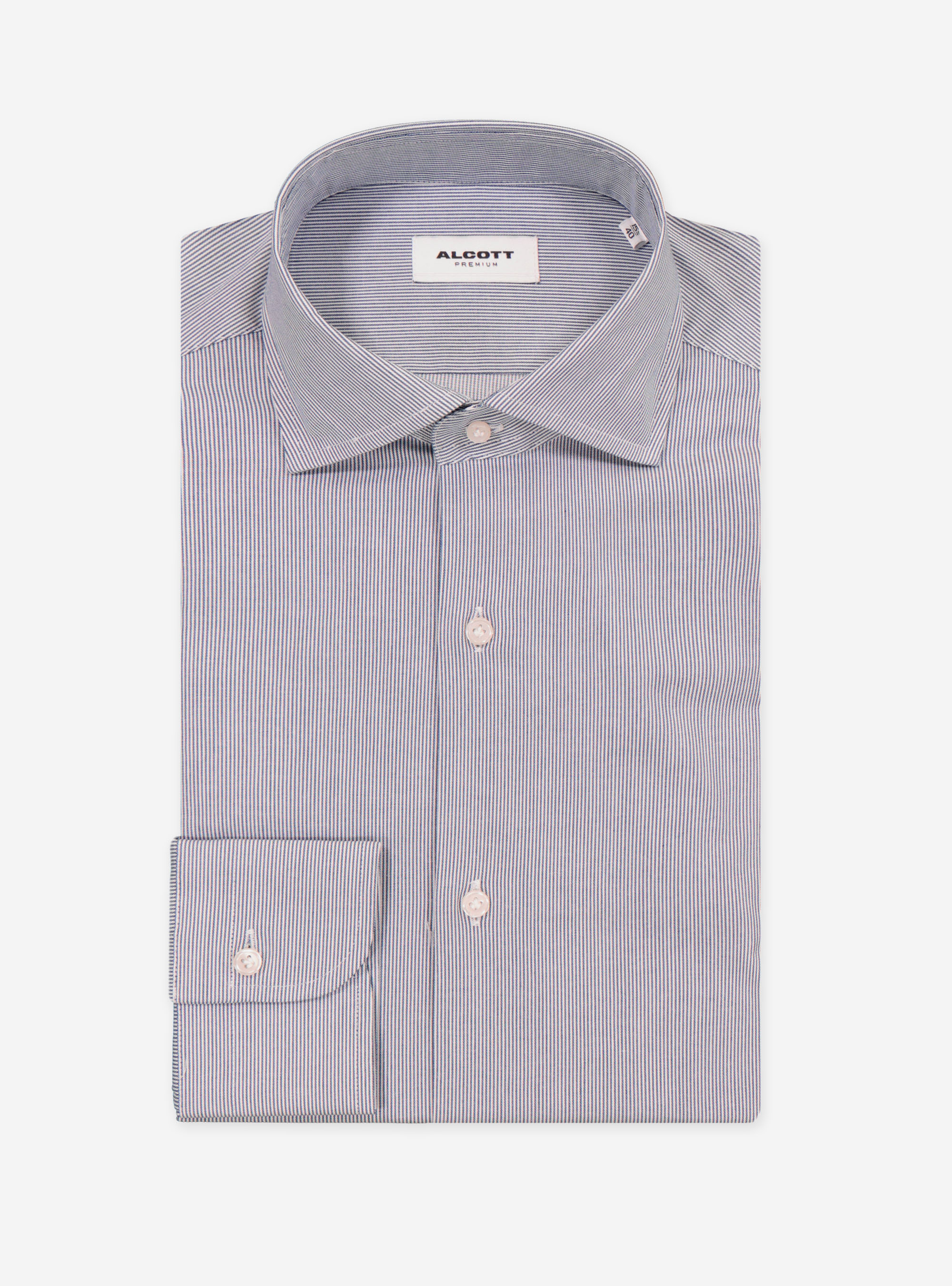 Chemise motif micro rayures en popeline stretch, C2254 BLUE