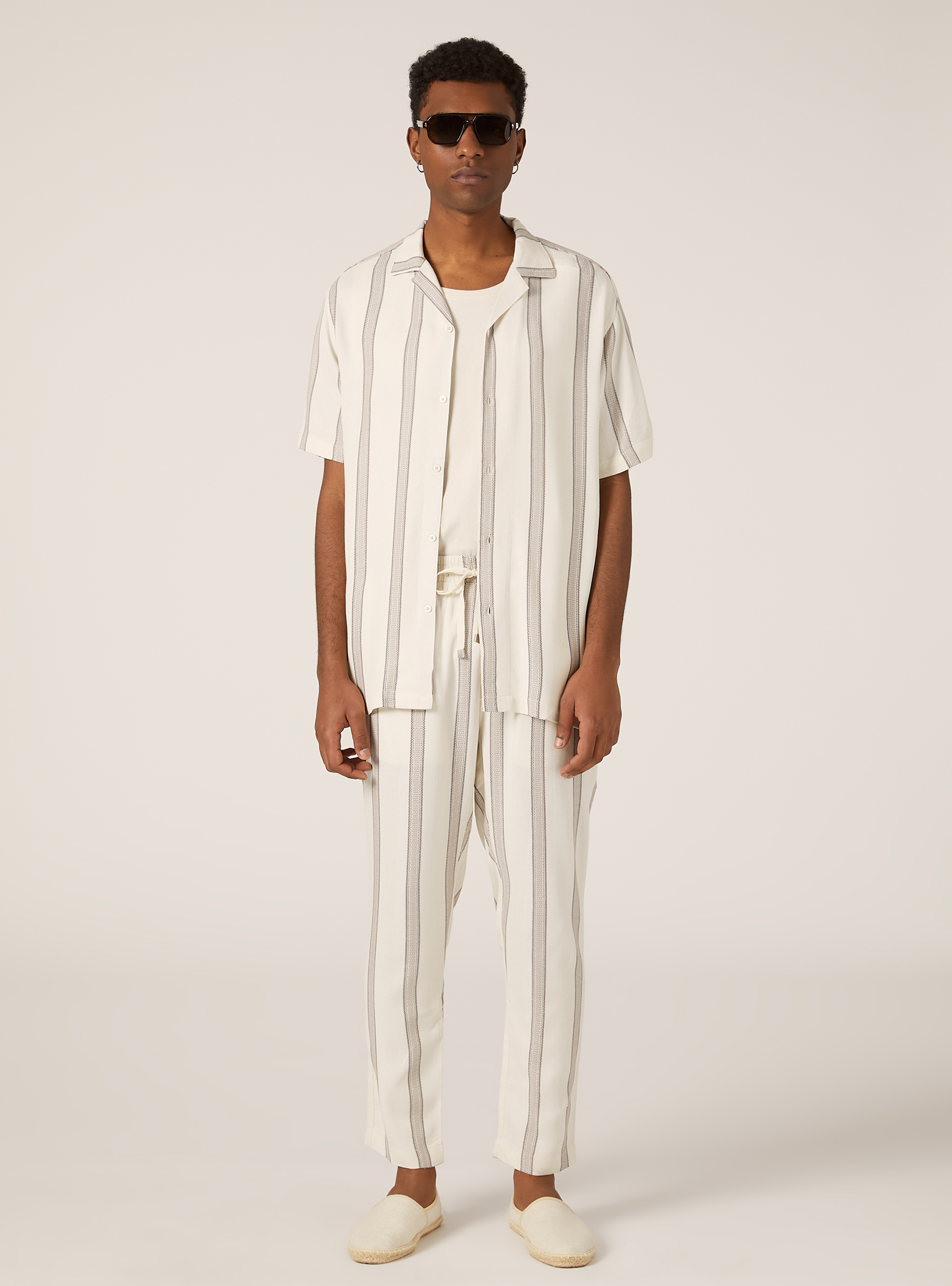 Camisa de rayas con textura, CR3 CREAM LIGHT