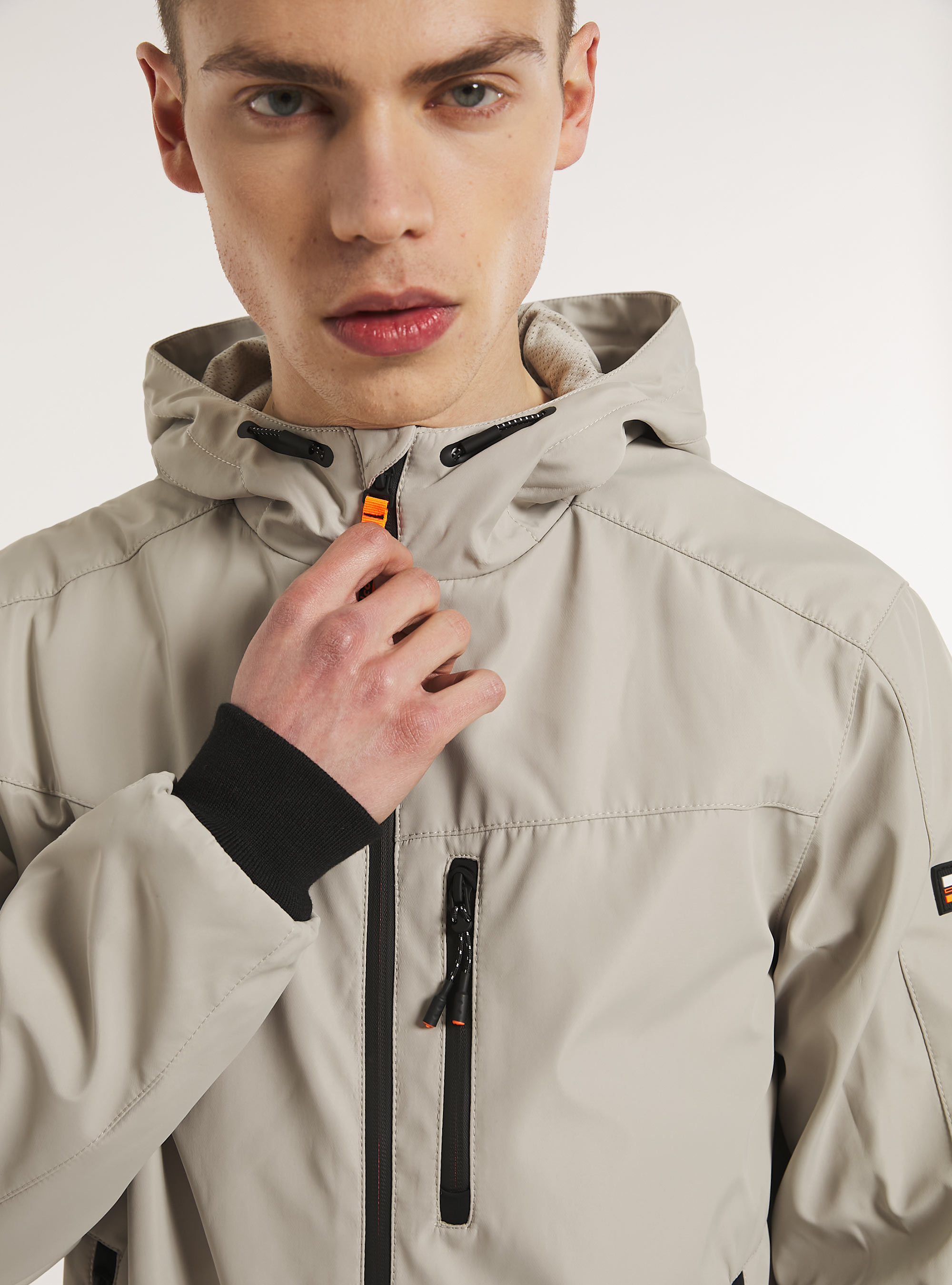 Windproof hooded bomber jacket, CR3 CREAM LIGHT