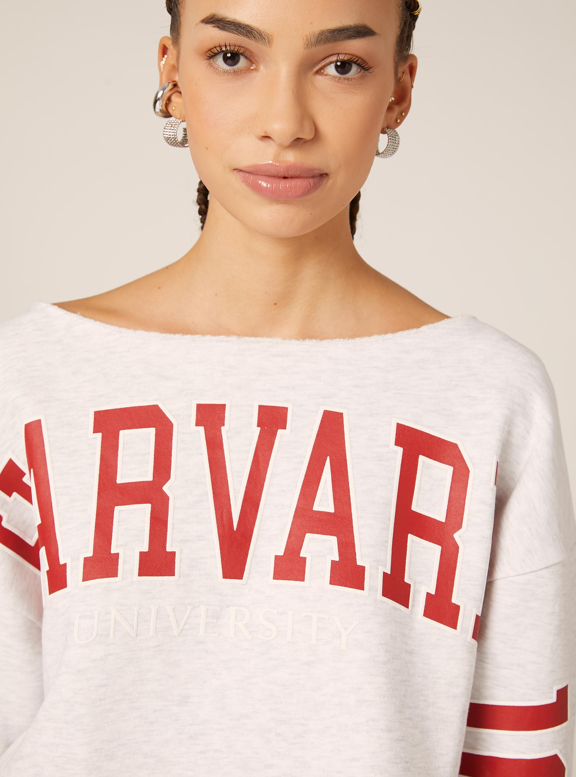 Felpa con scollo a barca Harvard / Alcott, MGY3 GREY MEL LIGHT