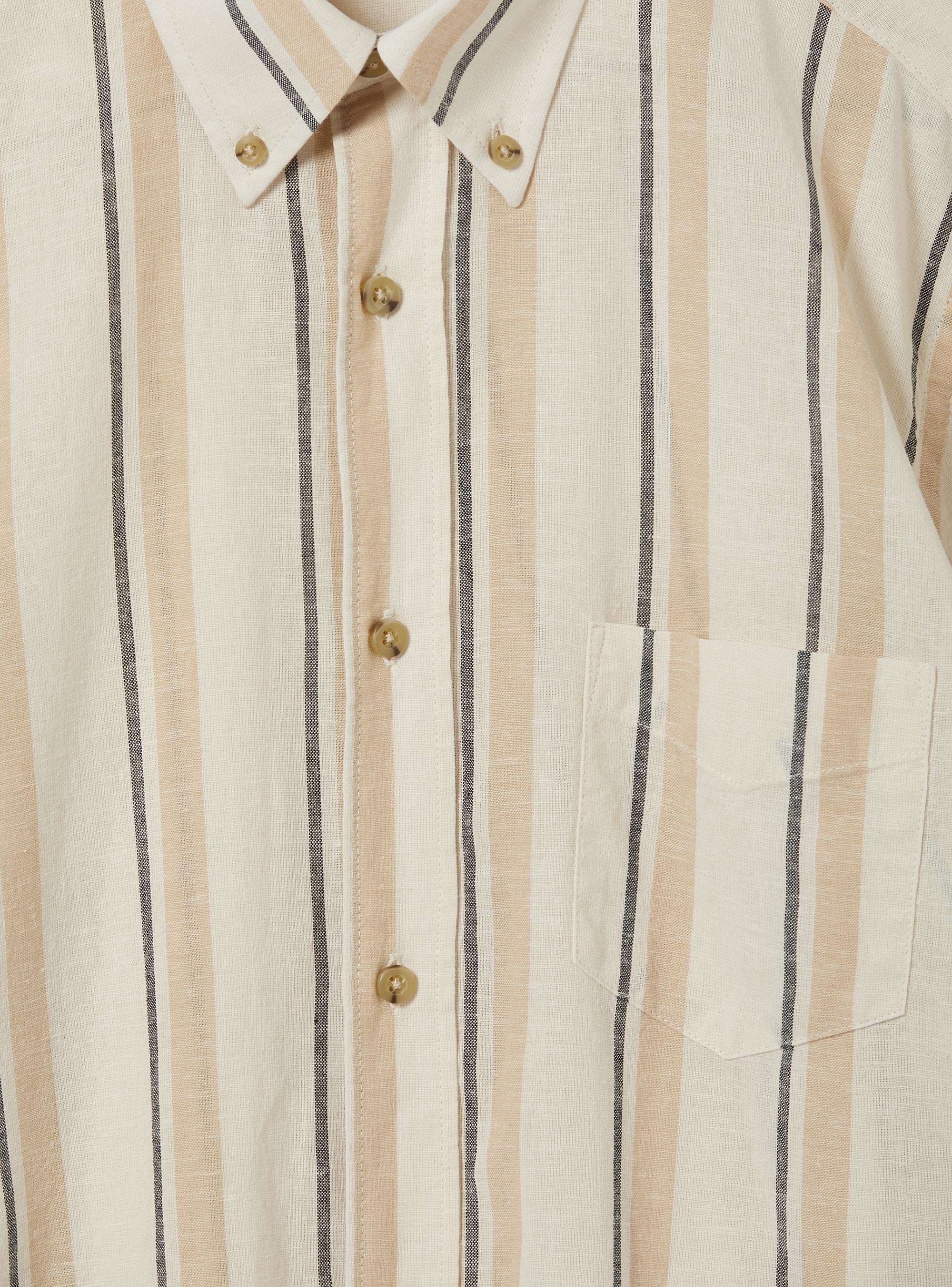 Striped linen blend shirt, BEIGE