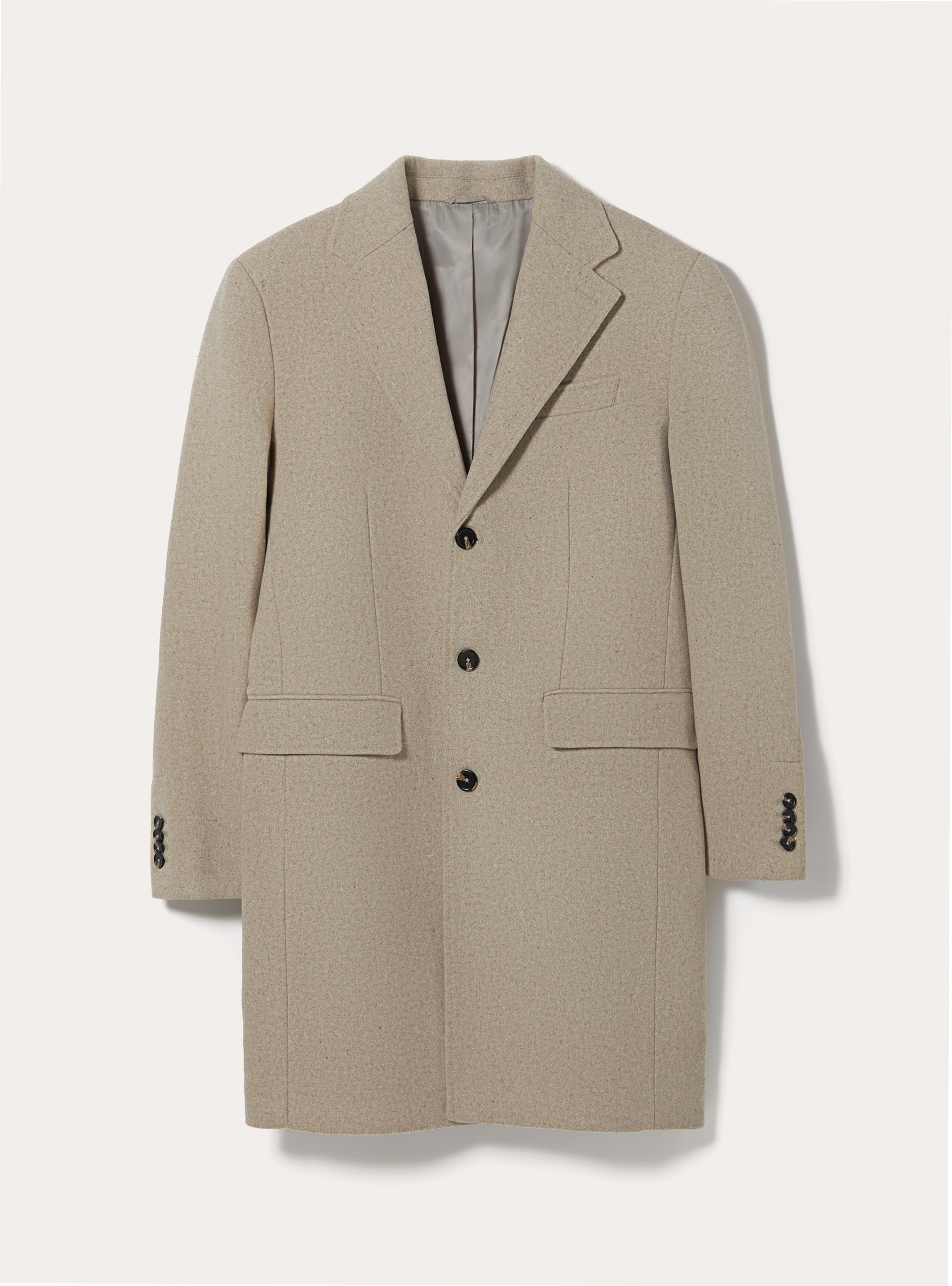 Single breasted wool blend coat, MBG1 BEIGE MEL DARK