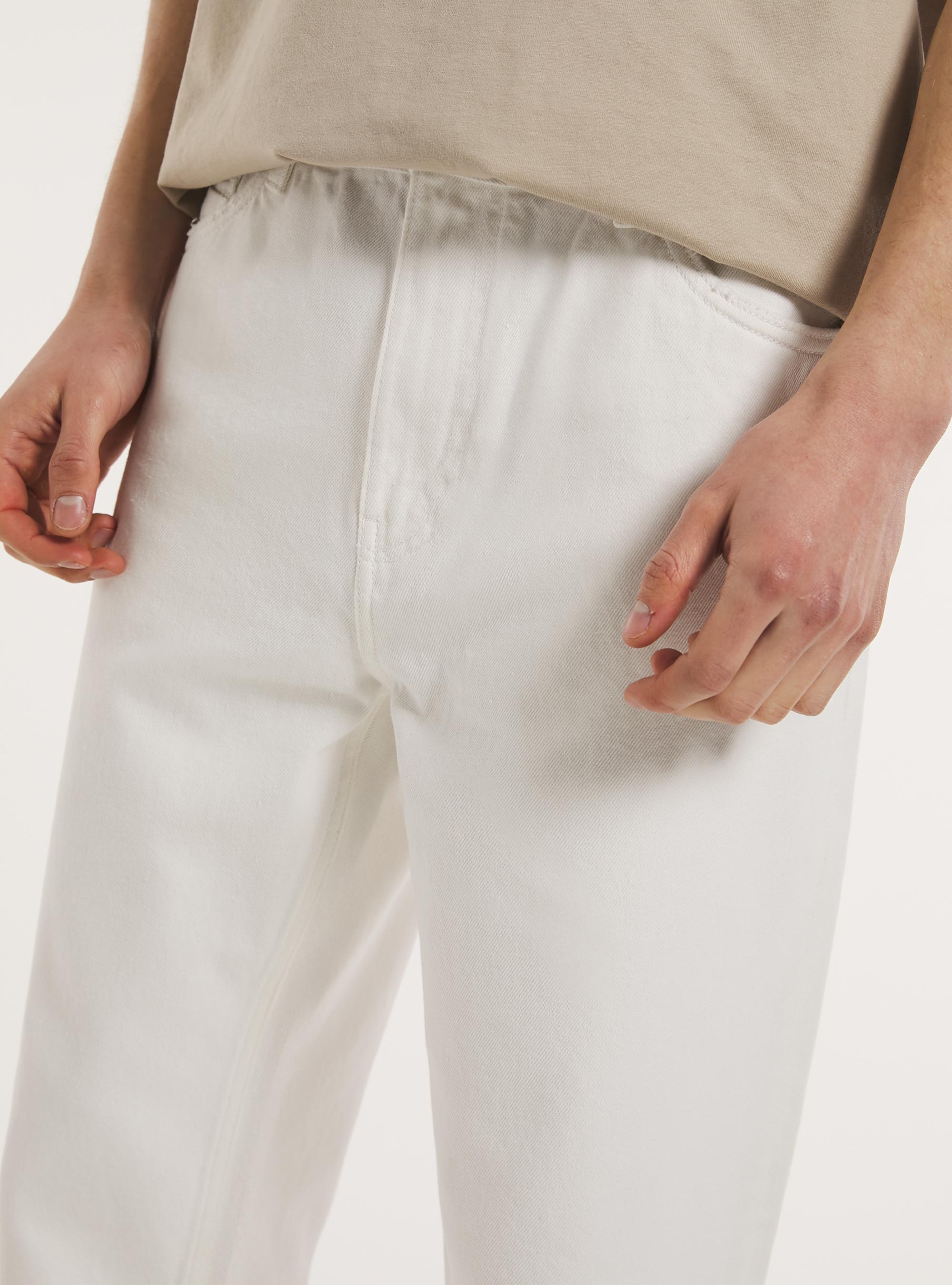 Relaxed fit twill trousers, WH1 OFF WHITE