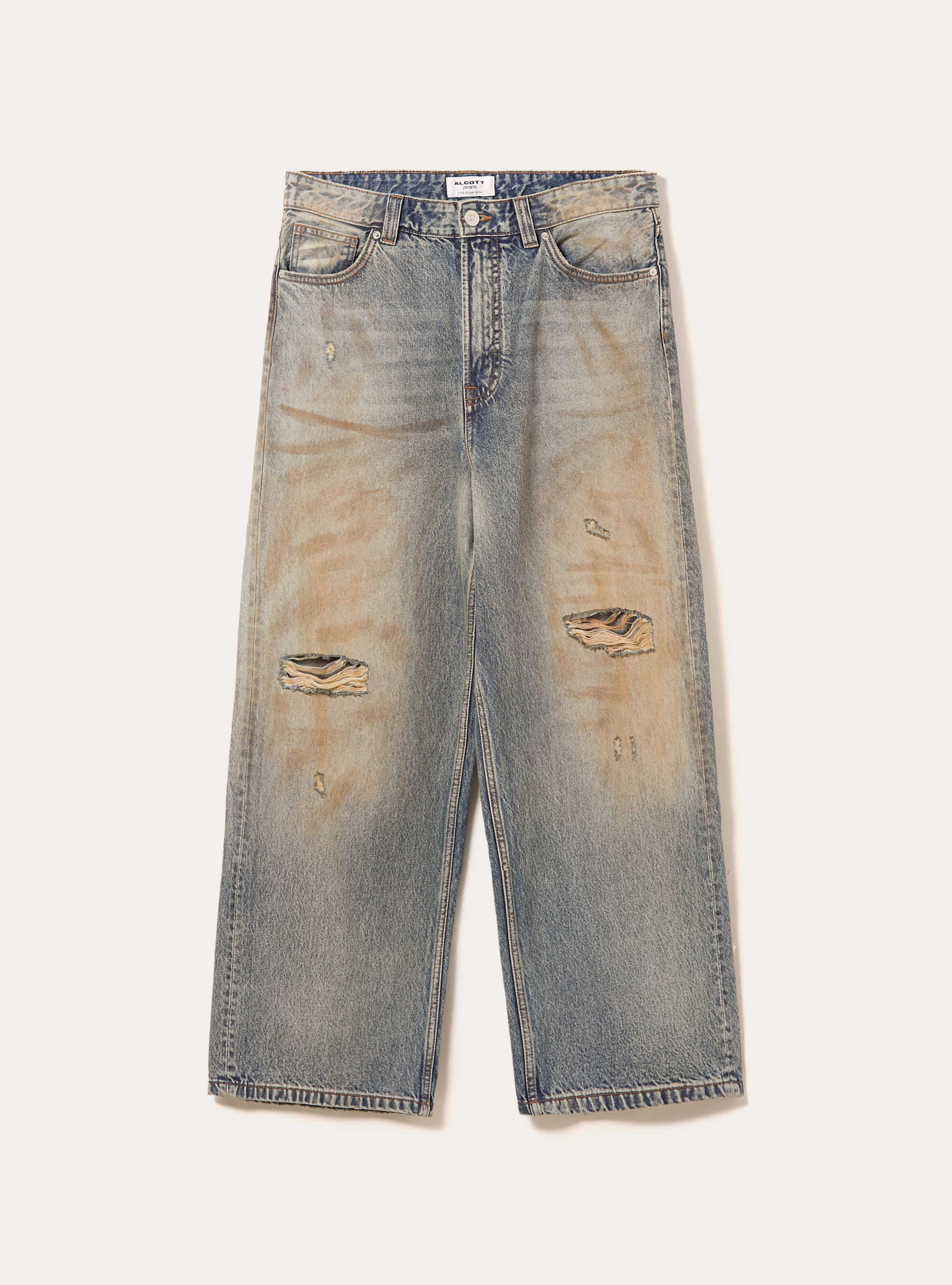 Jeans baggy effet délavé, D202 AZZURRE LIGHT OVERDYE