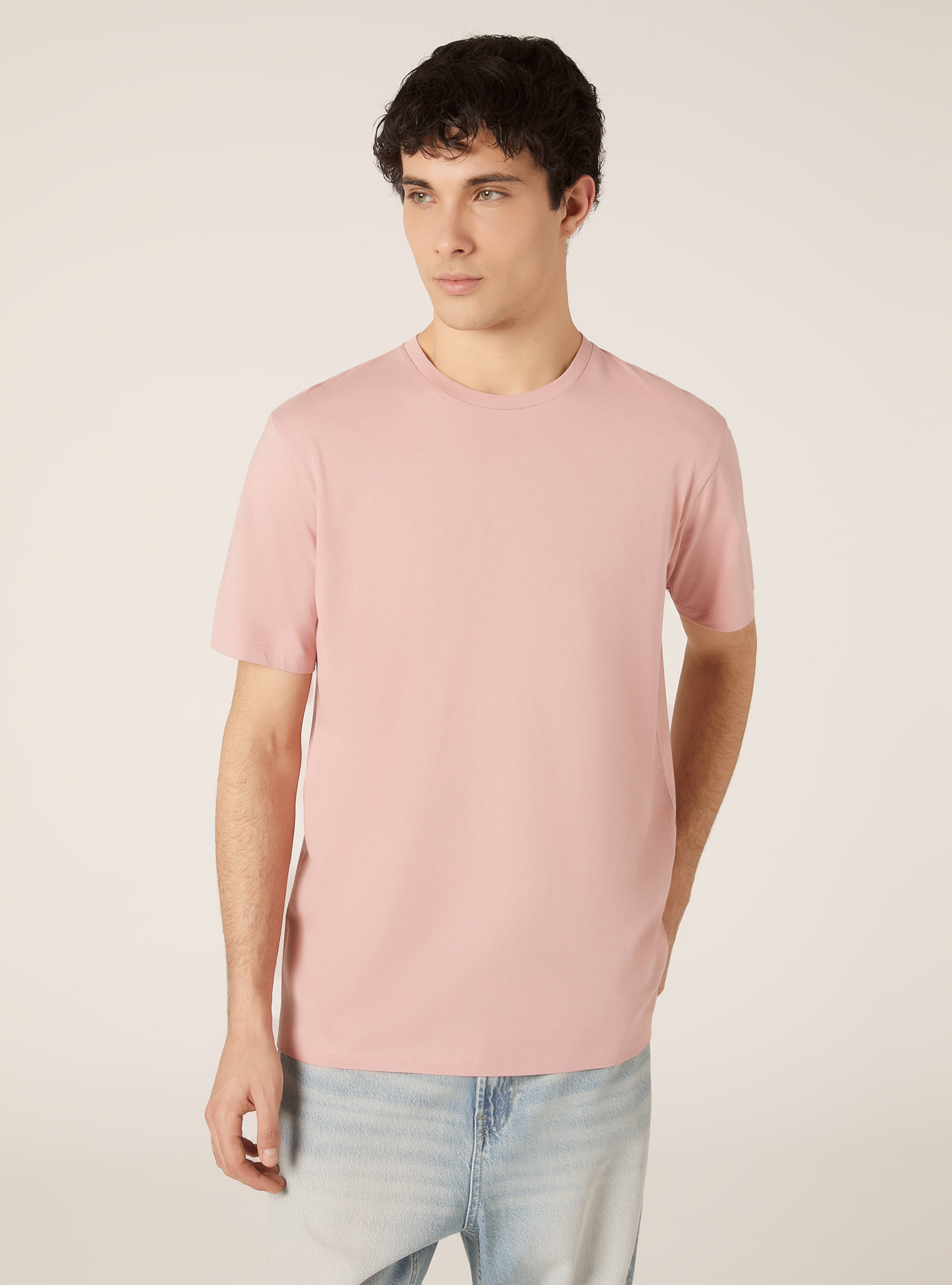 T-shirt en coton à col ras du cou, PK2 PINK MEDIUM