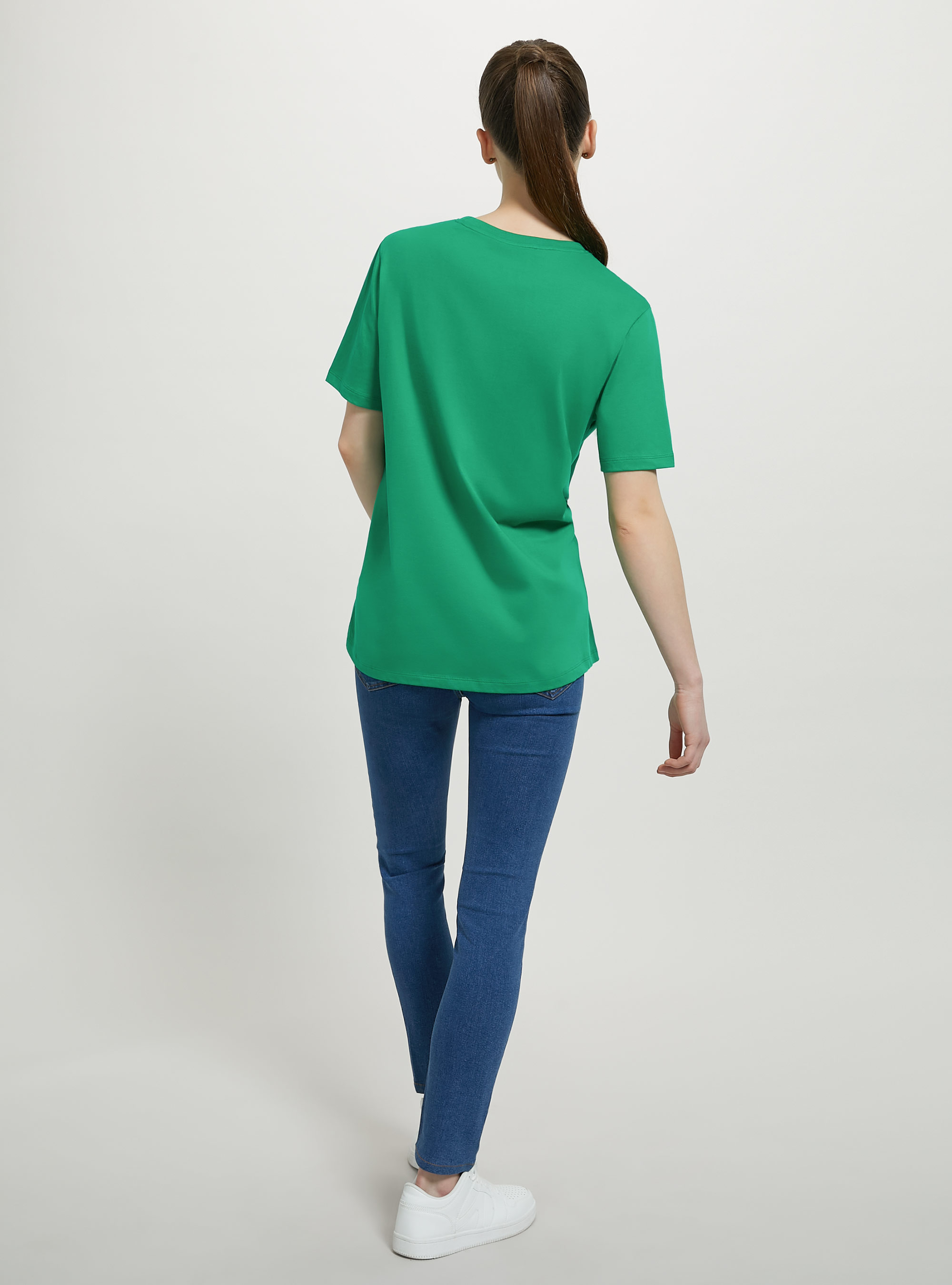 Cotton crew-neck T-shirt, GN2 GREEN MEDIUM