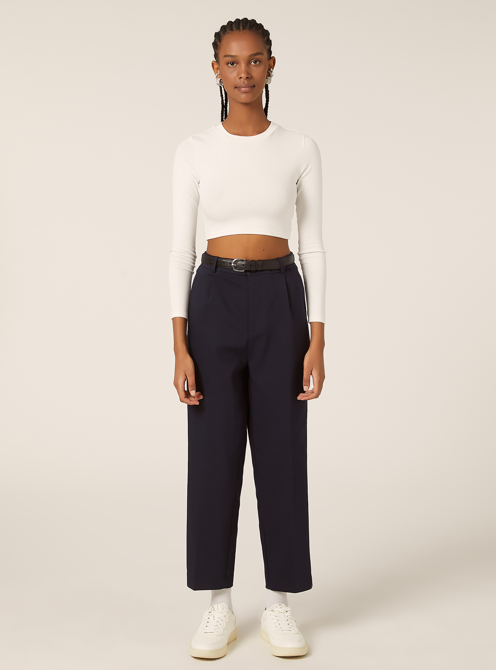 Pantalones entallados con cinturón, NA2 NAVY MEDIUM