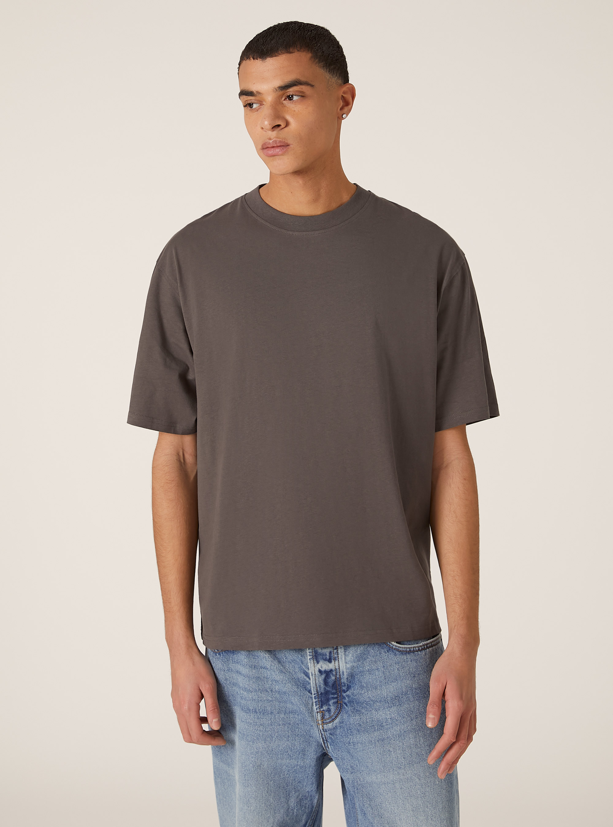 Boxy fit cotton T-shirt, GY1 GREY DARK