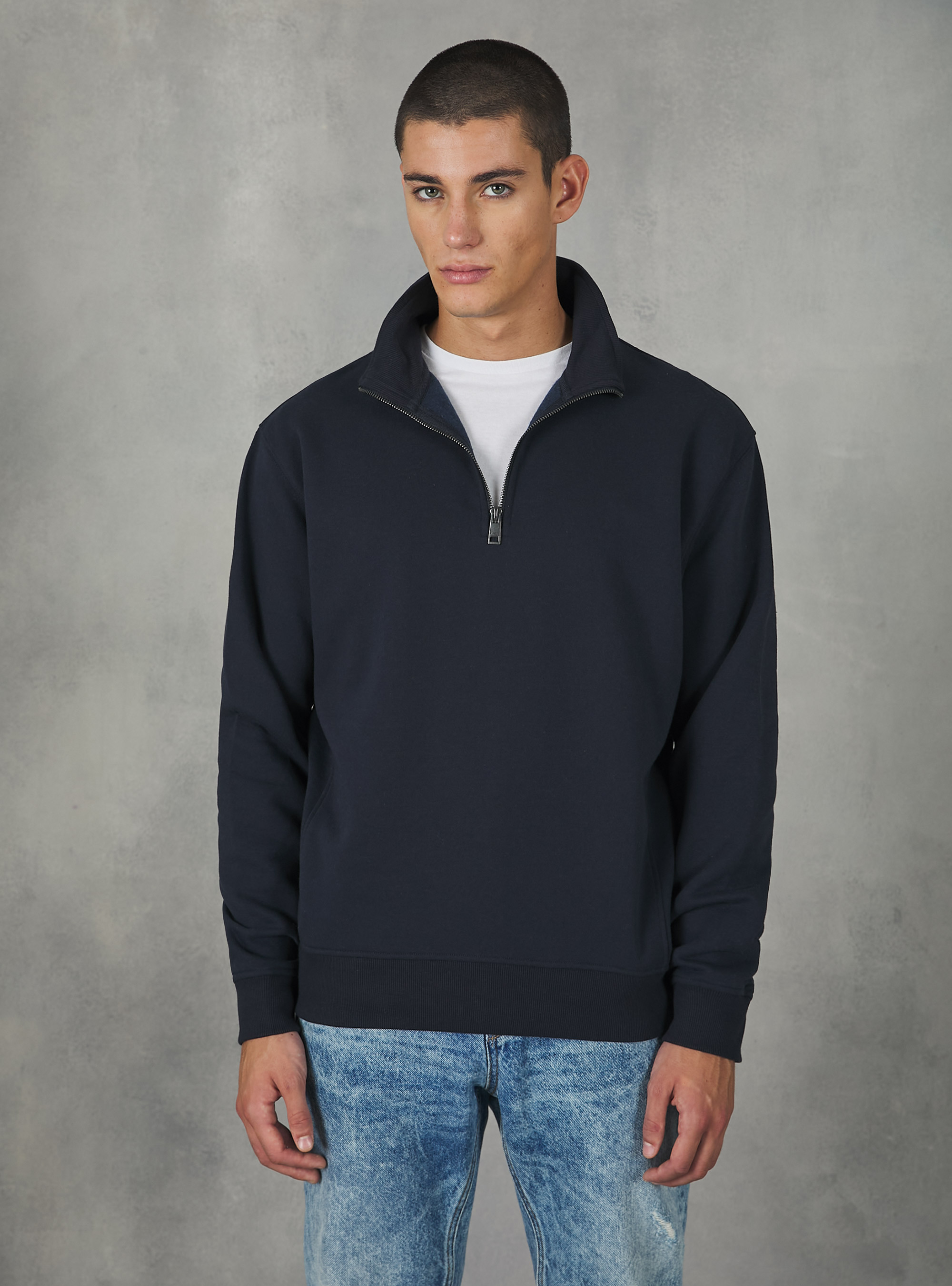 Sweatshirt demi-cou uni, NA1 NAVY DARK