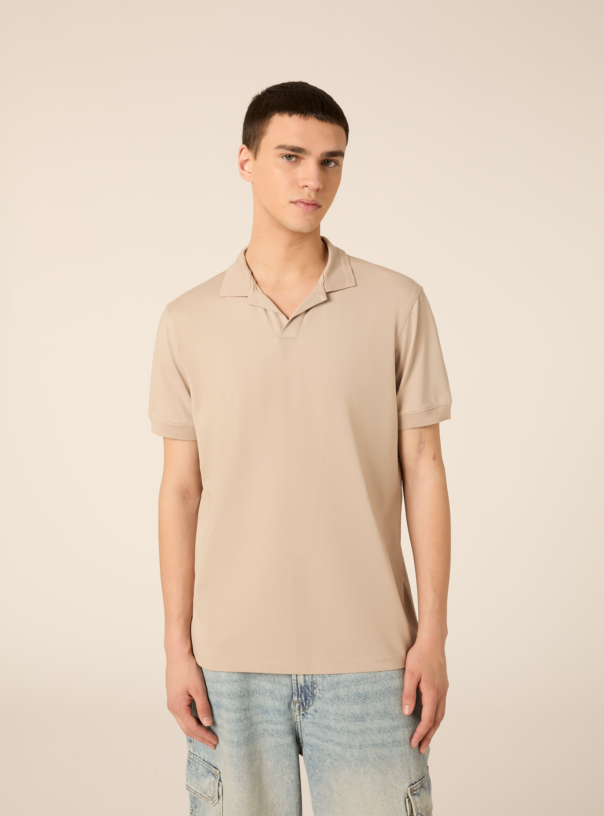 Polo AIRes in piquet stretch, BG2 BEIGE MEDIUM