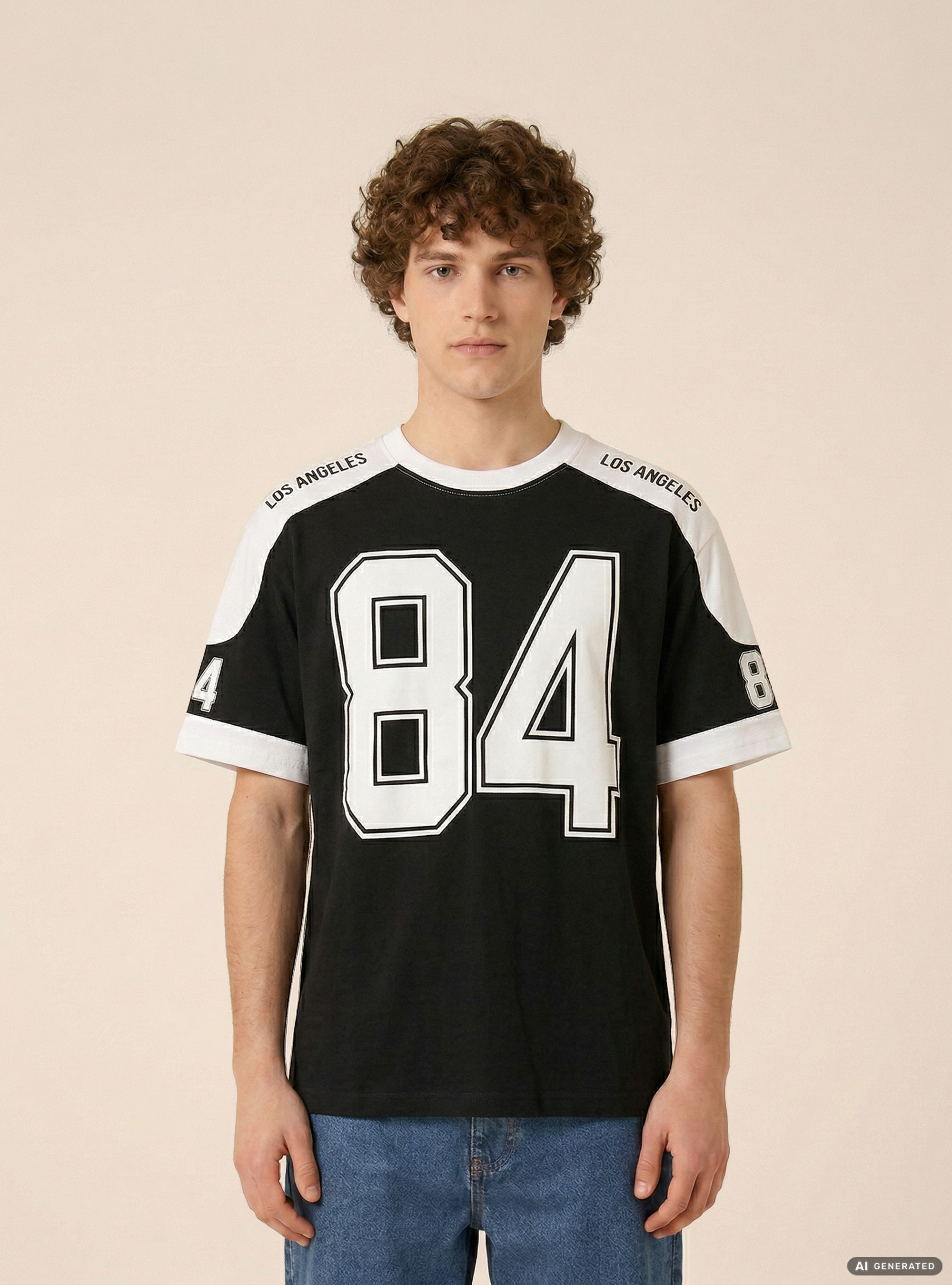 T-shirt con stampa numero, NERO