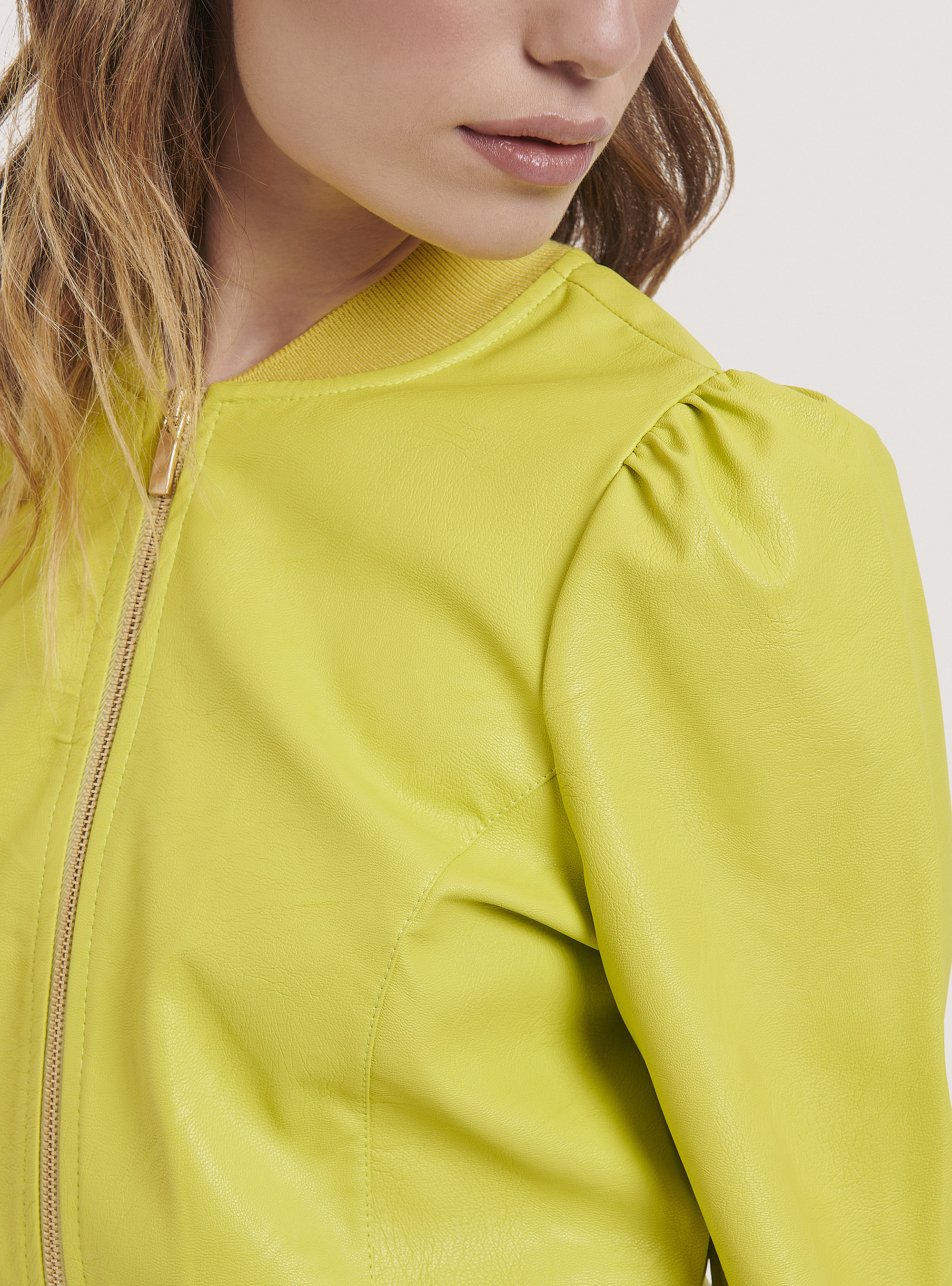 Faux leather bomber jacket, C7752 LIME